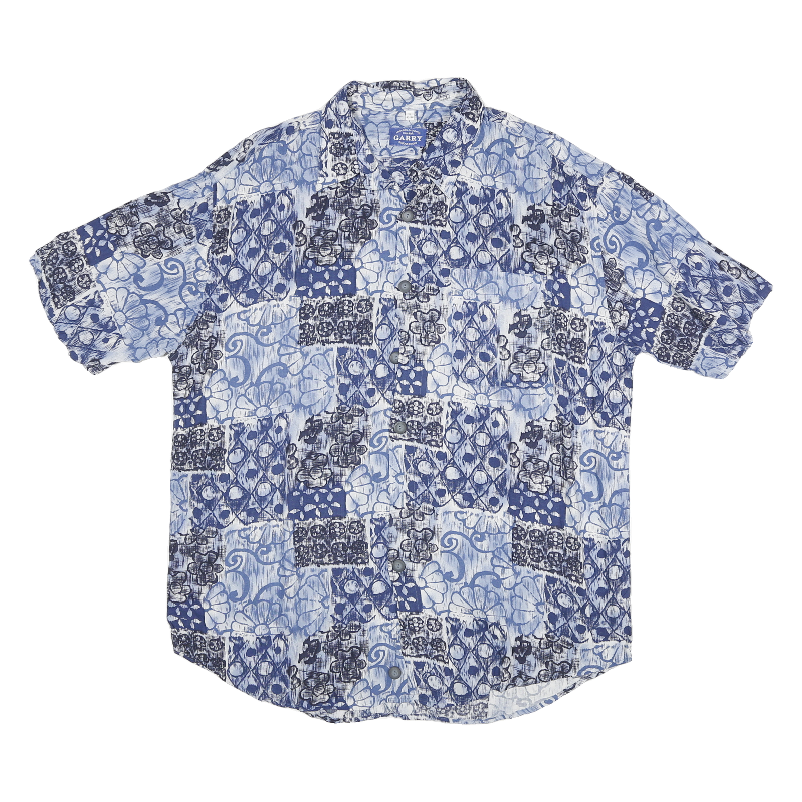 GARRY Mens Blue & White Casual Shirt XL Short Sleeve Button Down Refurbished - N/A refurbished available on Cerqular