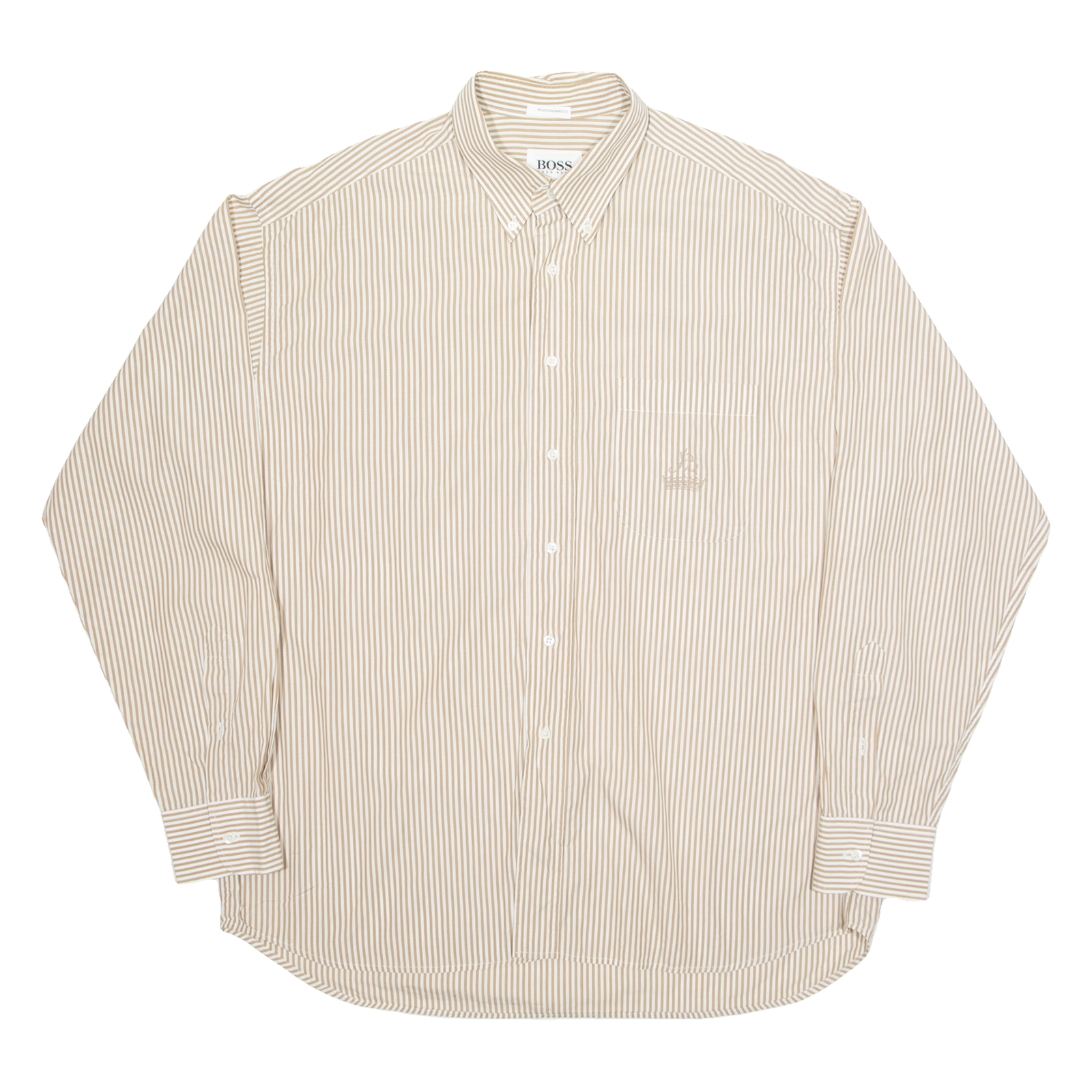 BOSS HUGO BOSS Mens Shirt Beige Pinstripe Long Sleeve L Refurbished - N/A refurbished available on Cerqular