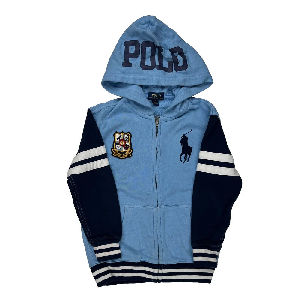Age 6 Polo Bear Patch Polo By Ralph Lauren Hoodie - Small Blue Cotton Refurbished - Thrifted (note: this is a term often used to describe second- refurbished available on Cerqular