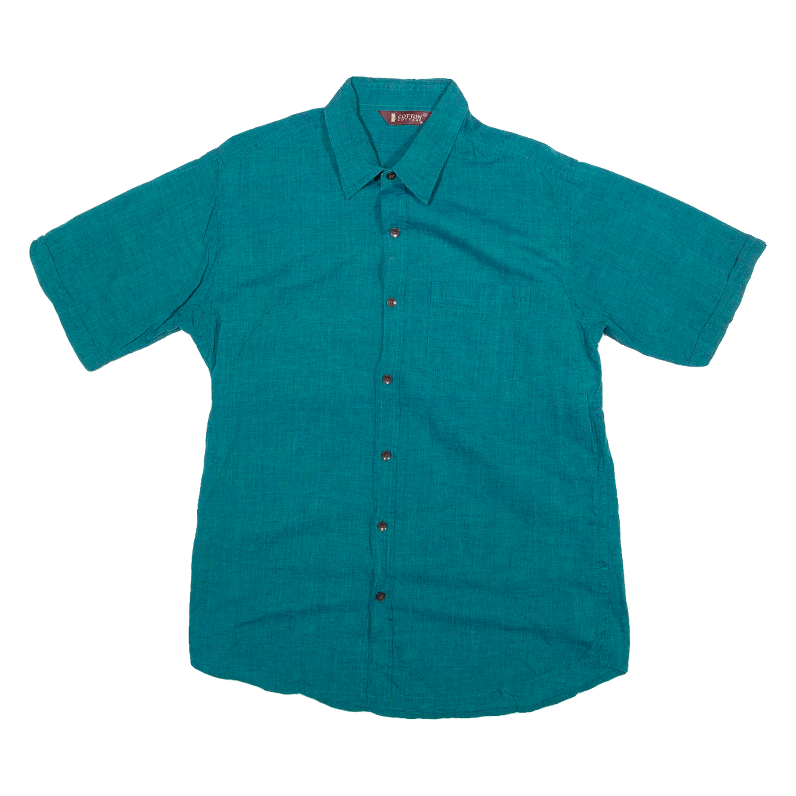 COTTON COTTAGE Mens Plain Shirt Green M Refurbished - N/A refurbished available on Cerqular