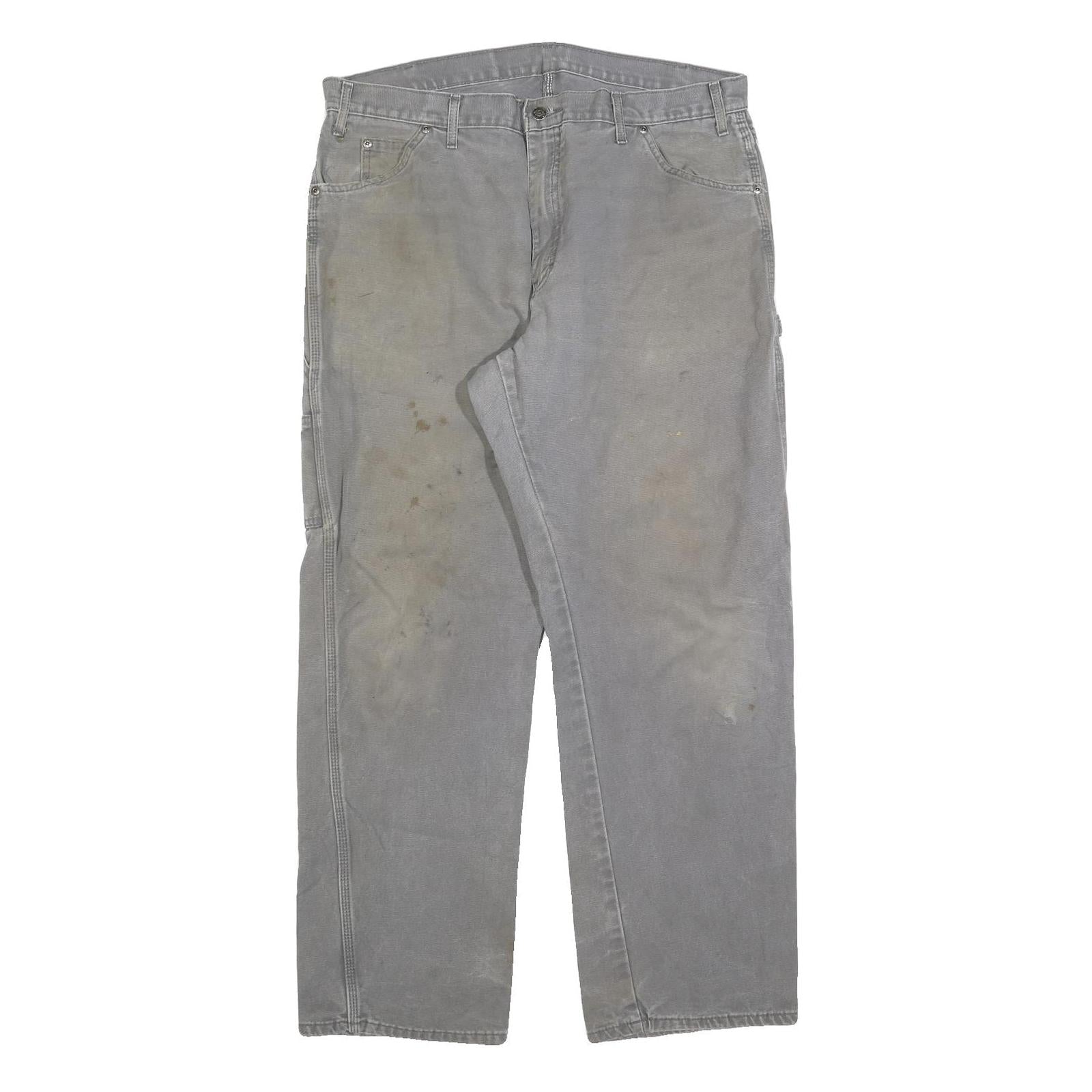 DICKIES Mens Cotton Blend Relaxed Grey Workwear Trousers W38 L32 Utility Zip Refurbished - N/A refurbished available on Cerqular