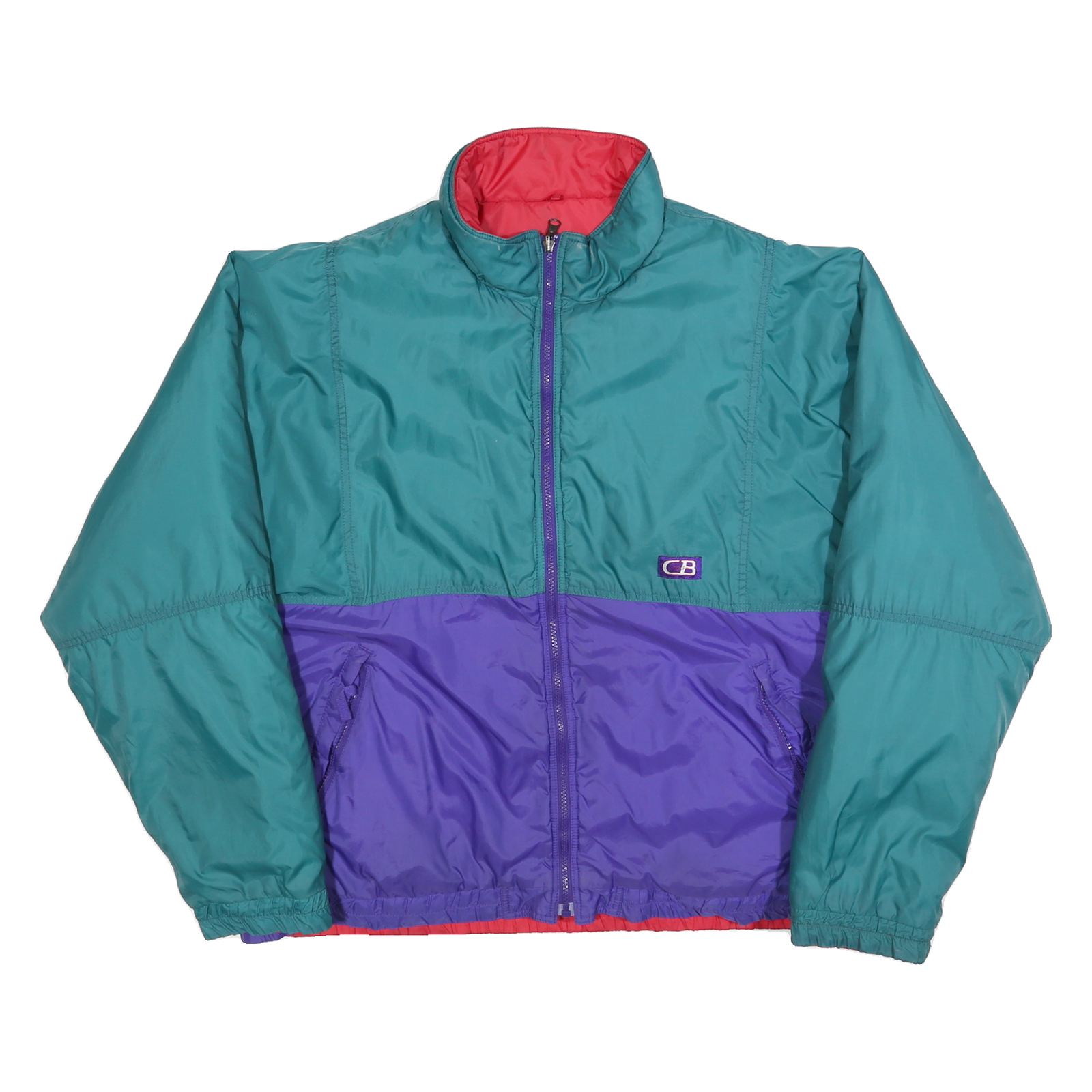 CB SPORTS Mens Teal & Purple Reversible Jacket XL Polyester Zip Plain Casual Refurbished - N/A refurbished available on Cerqular