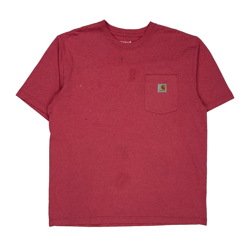 Carhartt T-Shirt - Large Red Cotton Refurbished - Thrifted (note: this is a term often used to describe second- refurbished available on Cerqular