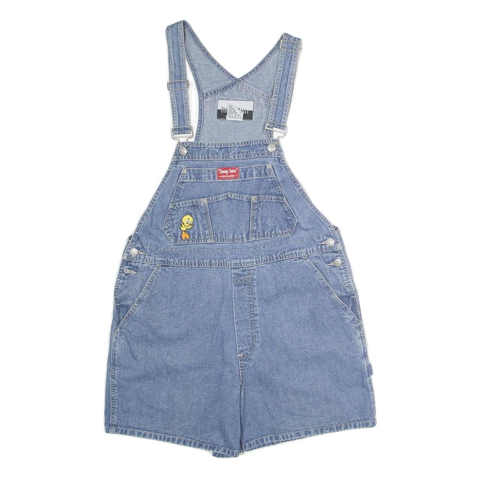 WARNER BROS Womens Blue Denim Cotton Loose Dungarees M W36 L5 Looney Tunes Refurbished - N/A refurbished available on Cerqular