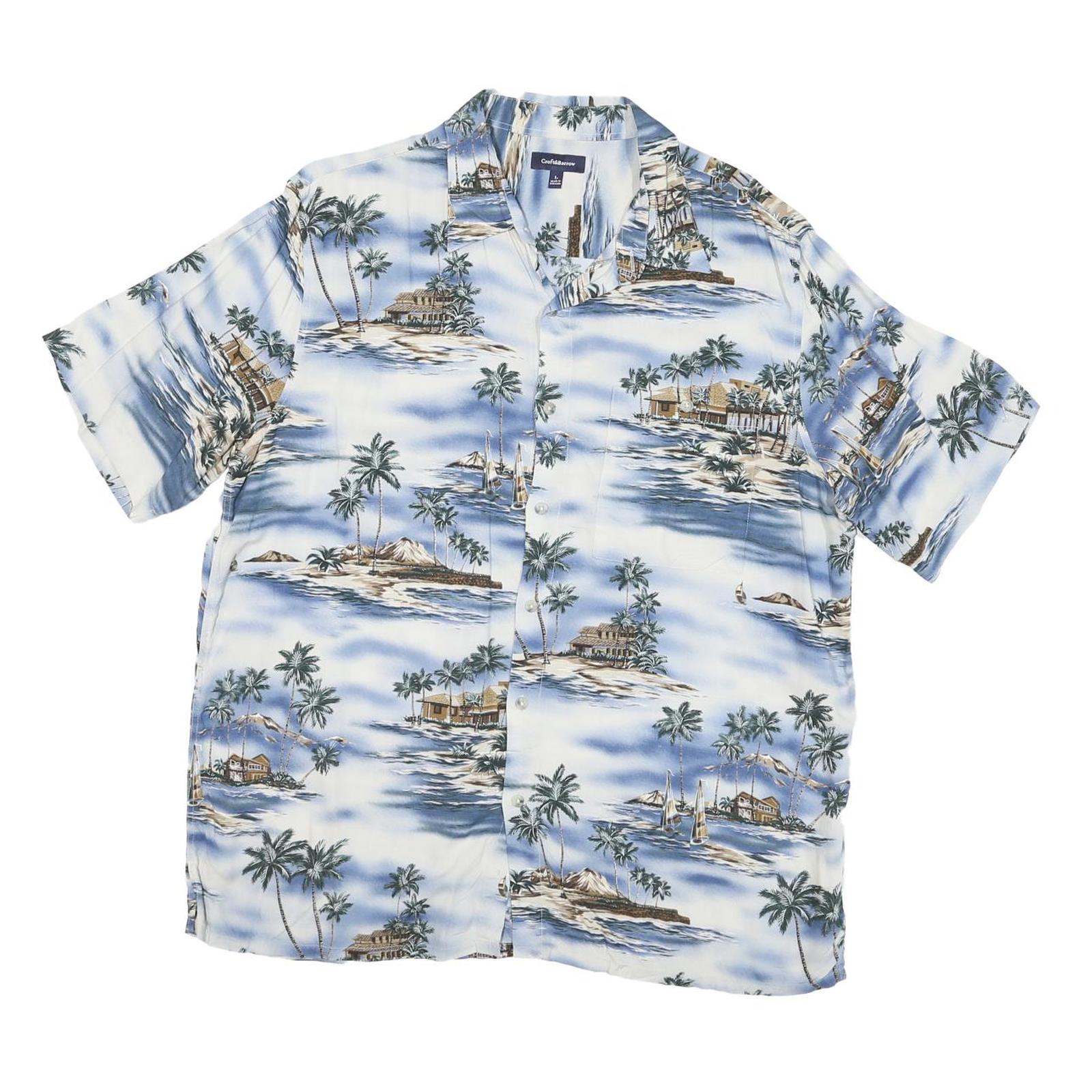 CROFT & BARROW Mens Blue Rayon Hawaiian Shirt L Tropical Island Beach Print Refurbished - N/A refurbished available on Cerqular