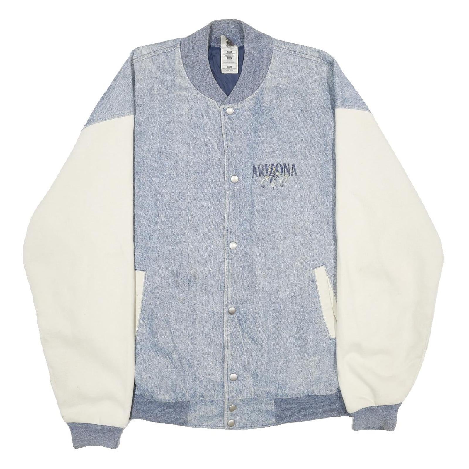 FRUIT OF THE LOOM Mens Blue & White Arizona Button Cotton Blend Jacket 2XL Refurbished - N/A refurbished available on Cerqular