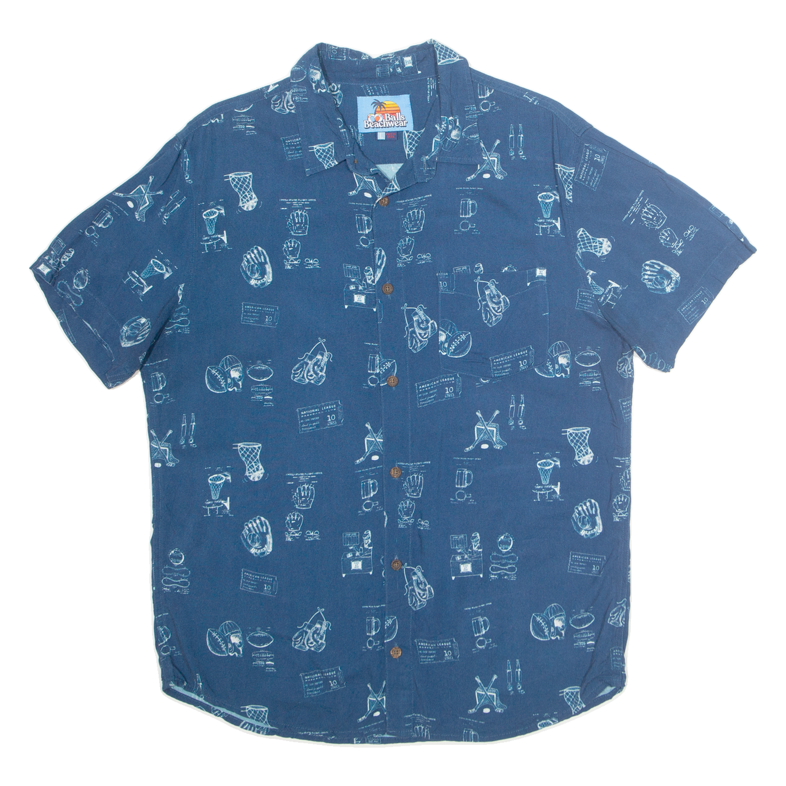 BALL BEACHWEAR Mens Shirt Blue Crazy Pattern L Refurbished - N/A refurbished available on Cerqular