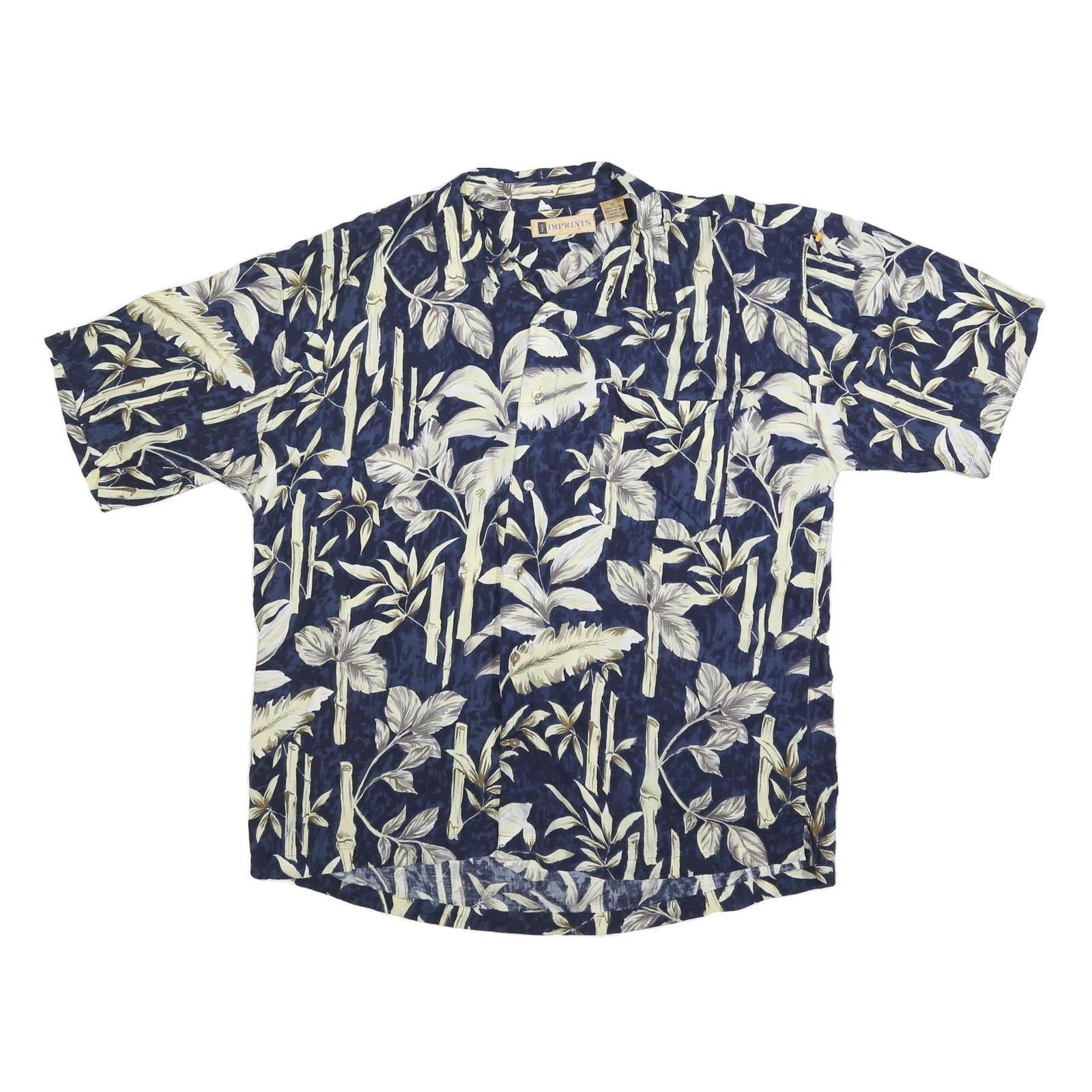 IMPRINTS Mens Blue & Cream Rayon Hawaiian Shirt 2XL Tropical Print Short Sleeve Refurbished - N/A refurbished available on Cerqular