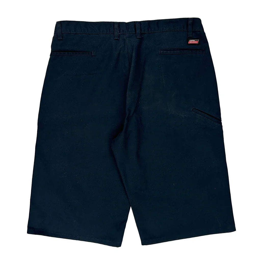 Dickies Shorts - 36W 14L Navy Polyester Refurbished - Thrifted (note: this is a term often used to describe second- refurbished available on Cerqular