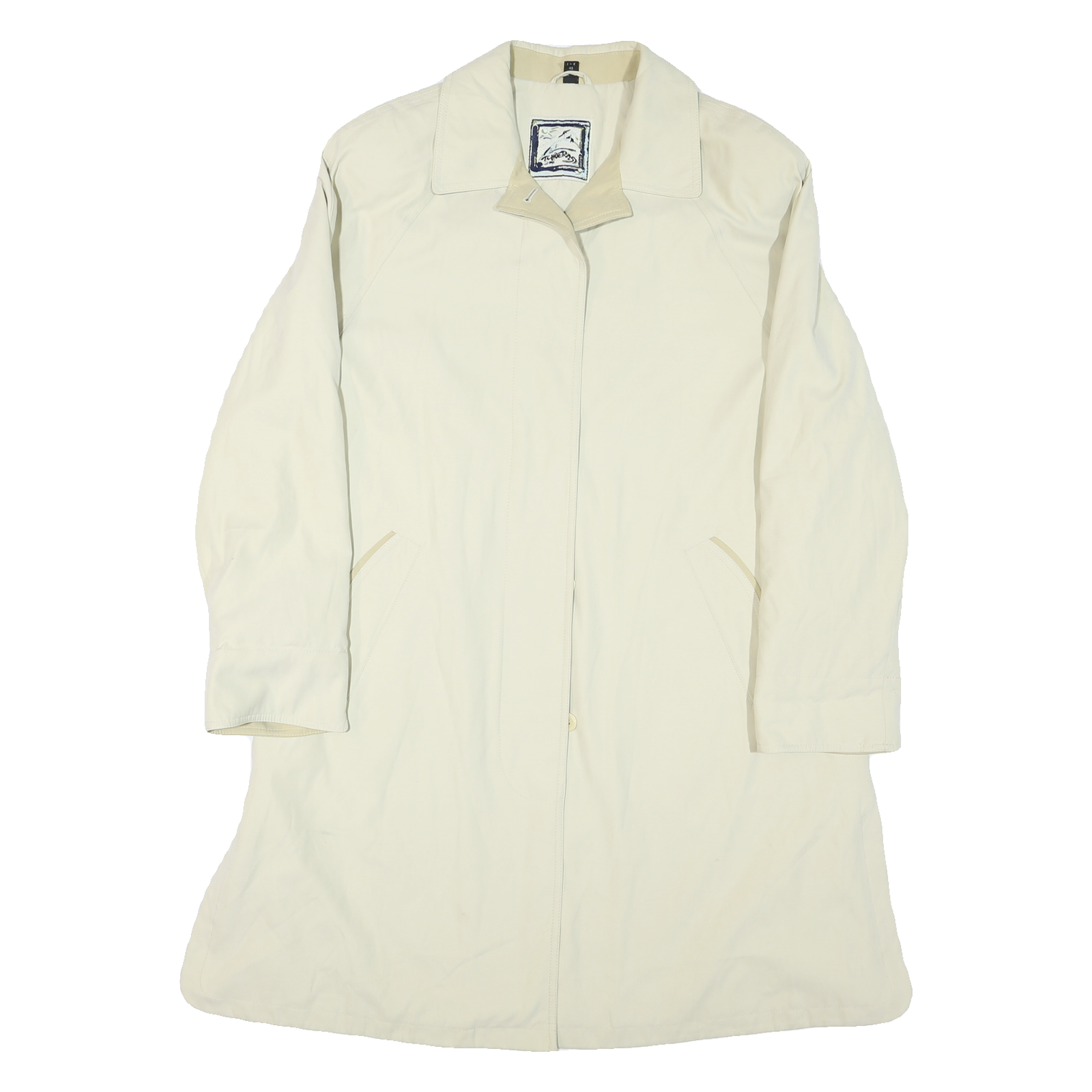 Womens Cream Button Jacket M Polyester Blend Plain Classic Regular Fit Refurbished - N/A refurbished available on Cerqular