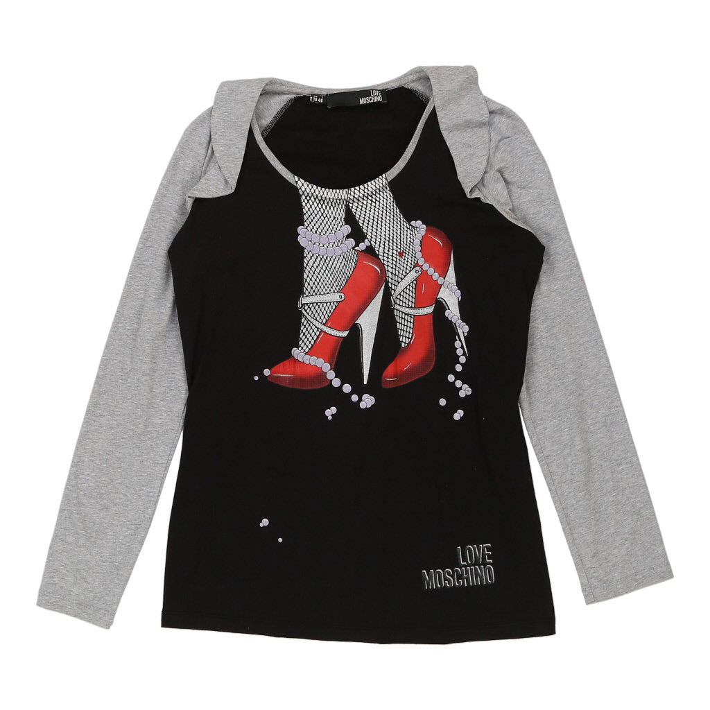 Buy Love Moschino Graphic Long Sleeve Top - Medium Black Cotton Blend | Size: medium Refurbished - $60.03 Love Moschino Graphic Long Sleeve Top - Medium Black Cotton Blend | Size: medium Refurbished - N/A (Preloved Designer is not a specific brand, it refurbished available on Cerqular