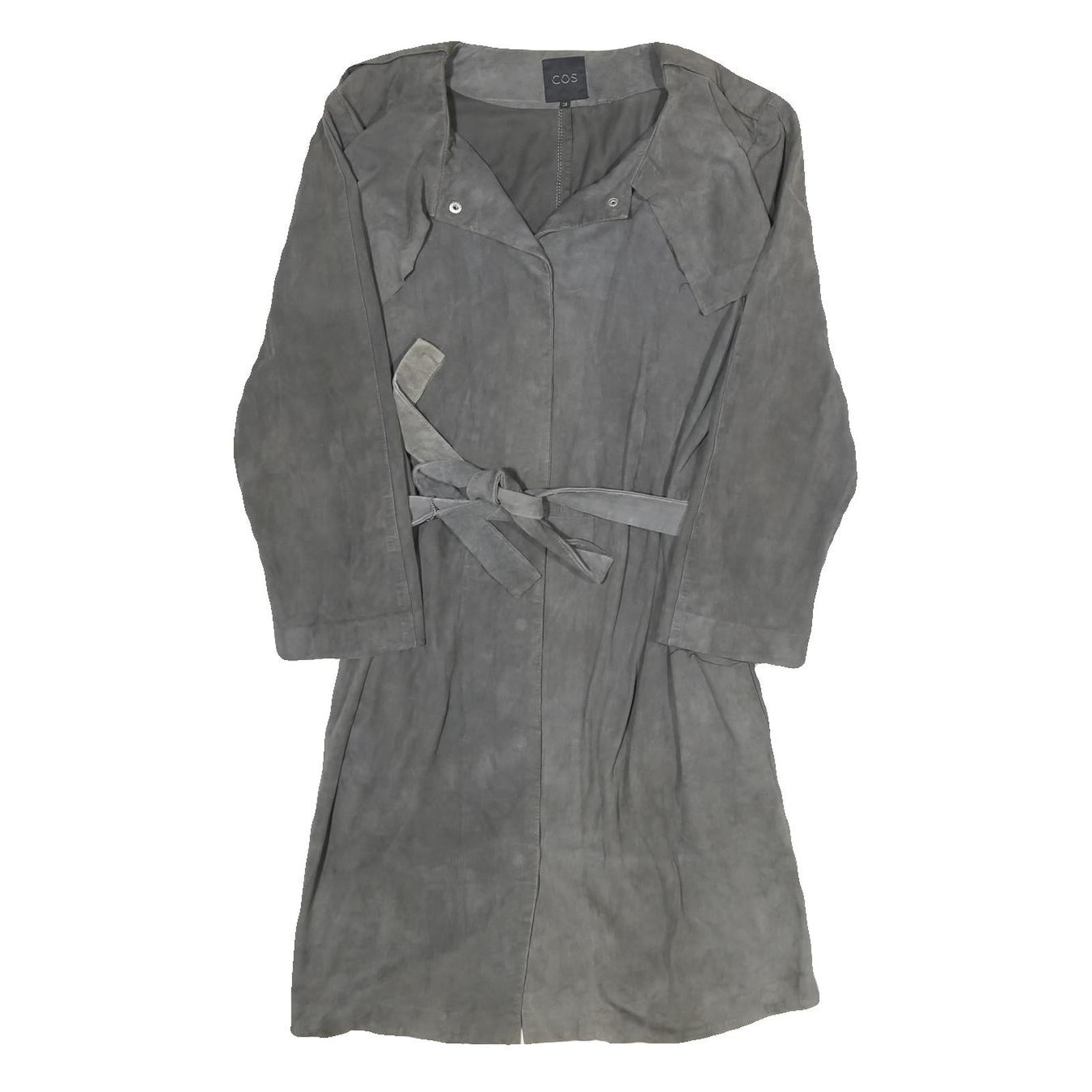 COS Womens Grey Suede Button Jacket UK 10 Classic Belted Lightweight Refurbished - N/A refurbished available on Cerqular