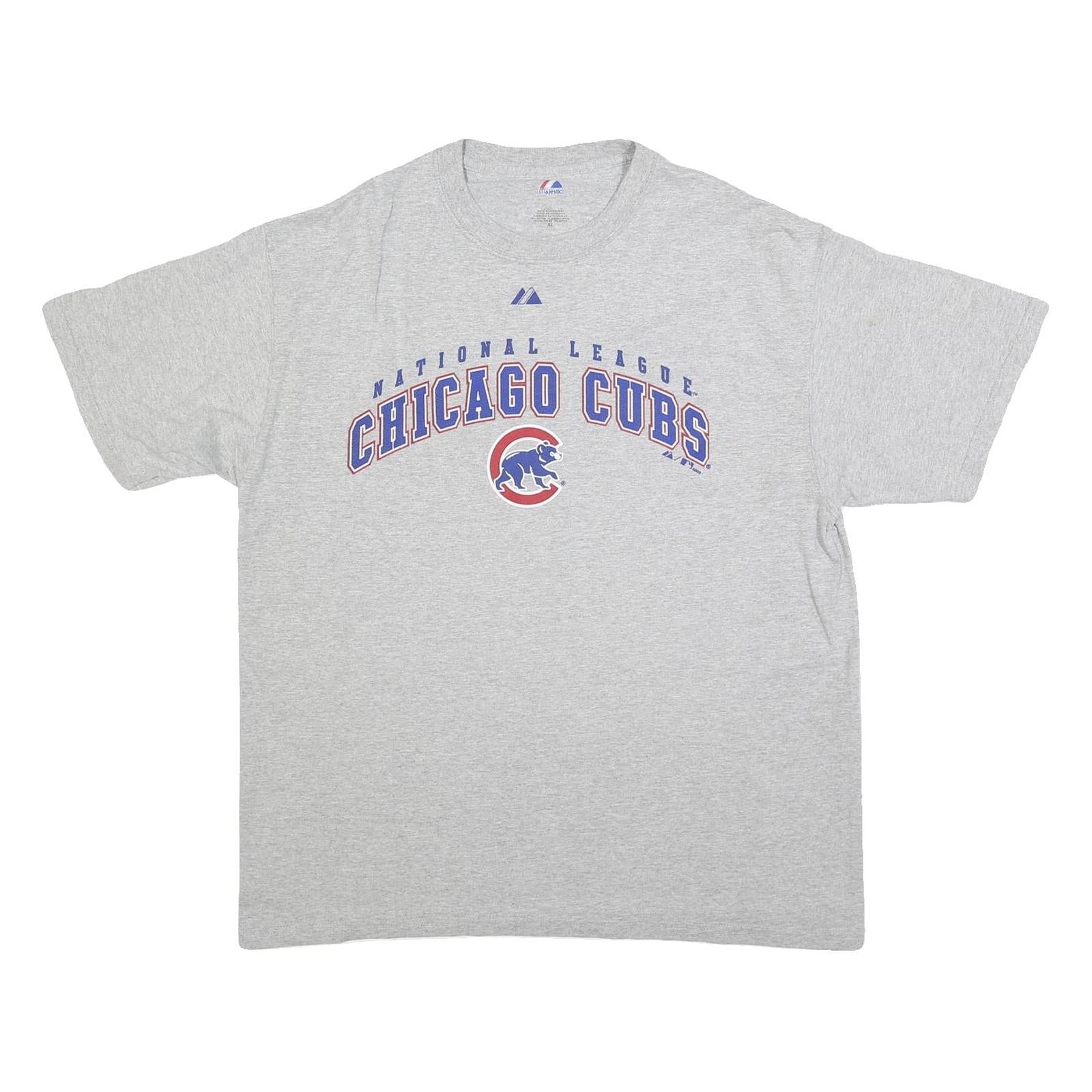 MAJESTIC Mens Grey Chicago Cubs Graphic T-Shirt XL Short Sleeve Crew Neck Refurbished - N/A refurbished available on Cerqular