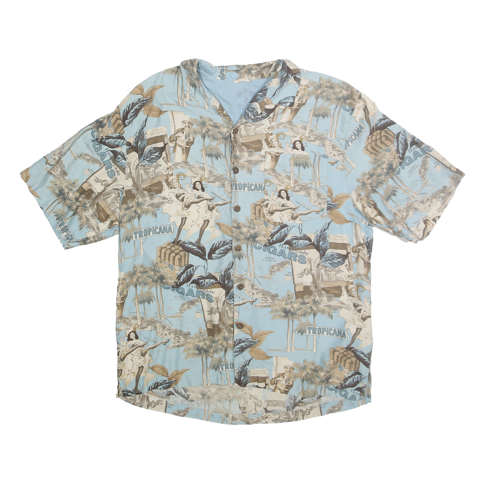 MONTEGO PALMS Mens Blue Tropical Print Silk Shirt M Lightweight Summer Casual Refurbished - N/A refurbished available on Cerqular
