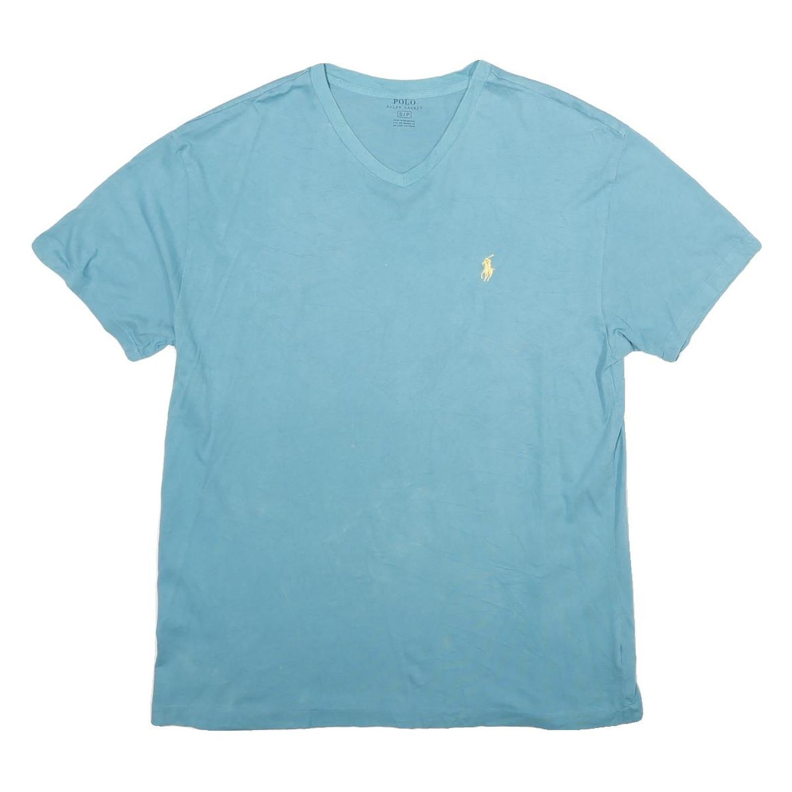POLO RALPH LAUREN Mens Blue V-Neck T-Shirt S Cotton Classic Casual Refurbished - N/A refurbished available on Cerqular