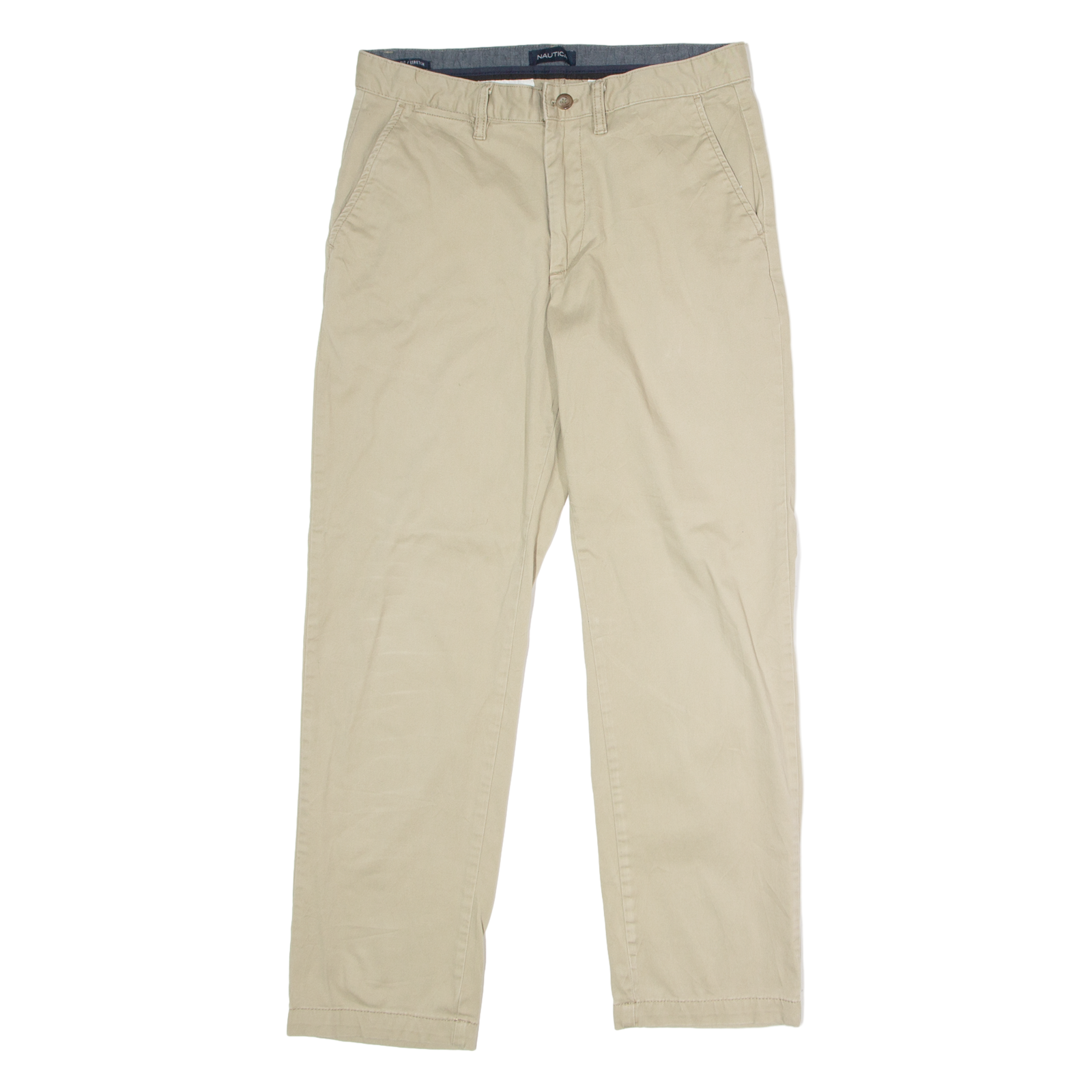 NAUTICA Stretch Chino Mens Twill Trousers Beige Regular Straight W32 L30 Refurbished - N/A refurbished available on Cerqular