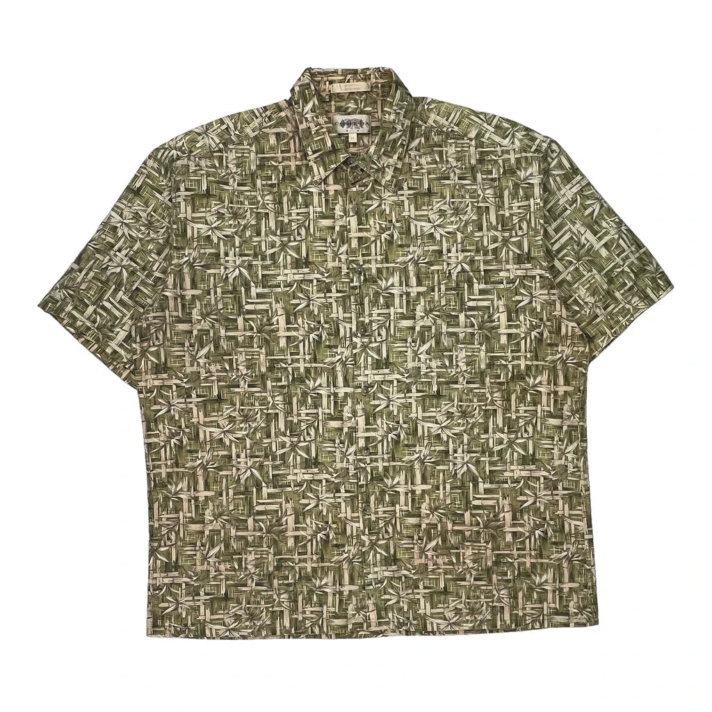 Campia Moda Hawaiian Shirt - XL Khaki Cotton Refurbished - Thrifted (note: this is a term often used to describe second- refurbished available on Cerqular