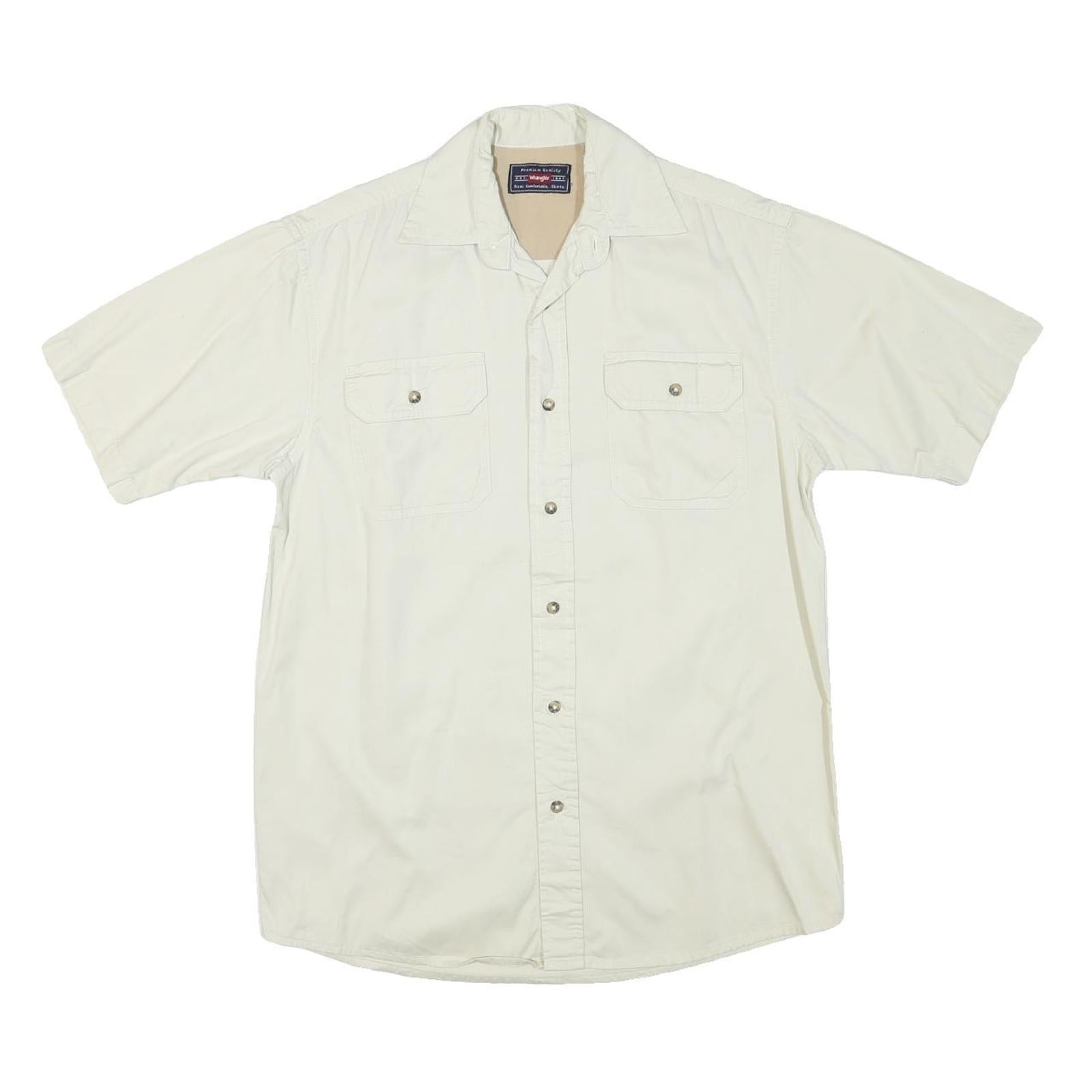 WRANGLER Mens White Short Sleeve Shirt S Button Pocket Casual Cotton Blend Refurbished - N/A refurbished available on Cerqular
