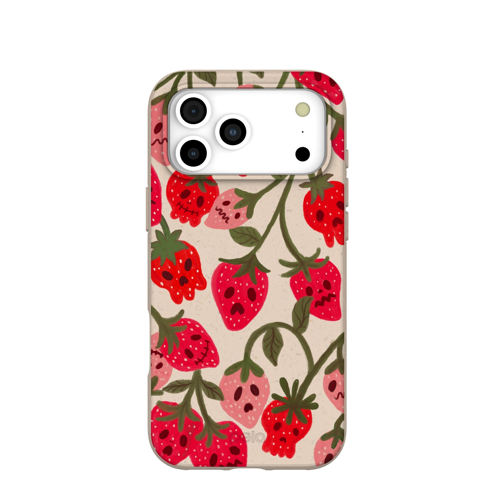 Seashell Strawboories iPhone 17 Pro Max Case | MagSafe Compatibility: Without MagSafe Refurbished - Pela Case refurbished available on Cerqular