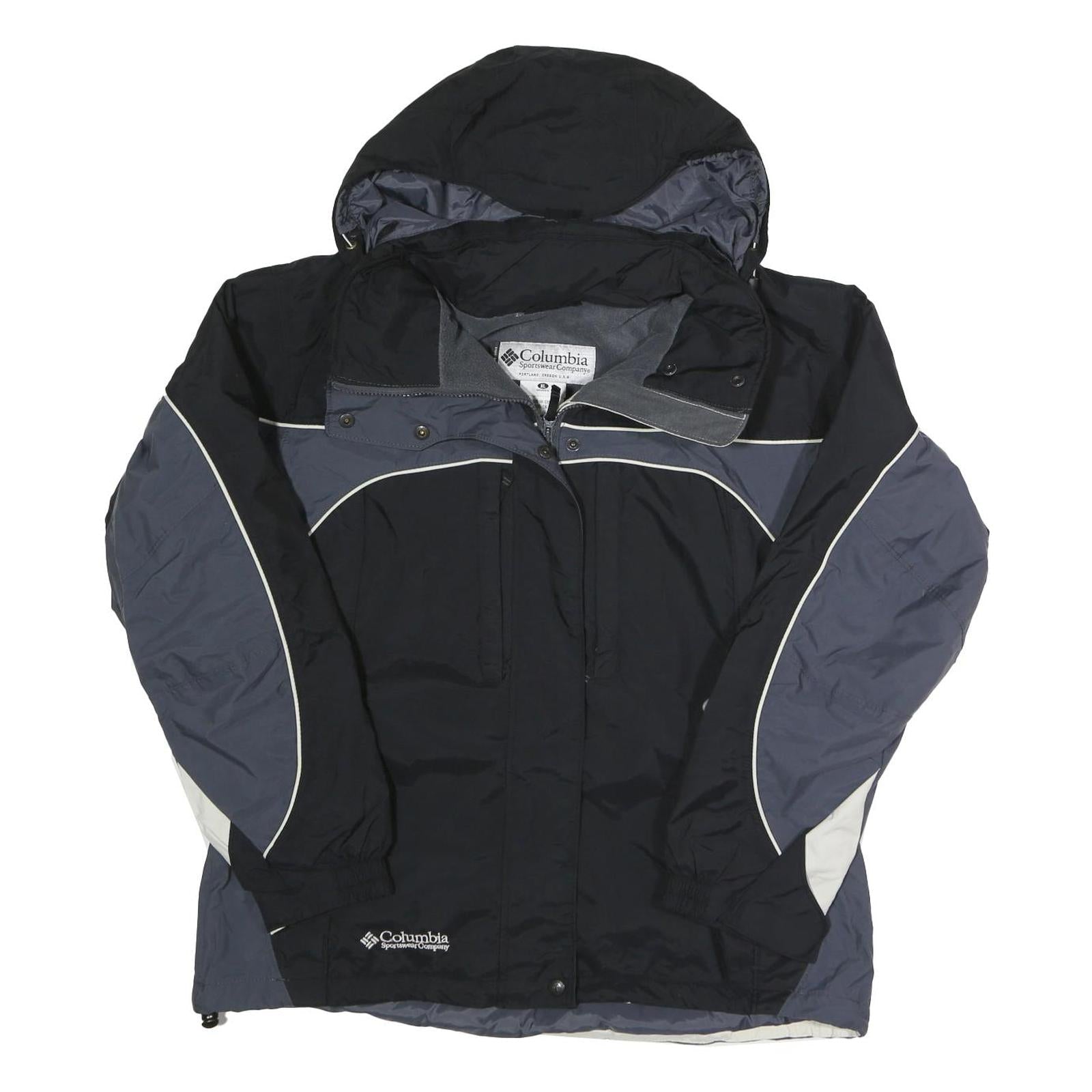 COLUMBIA Womens Black & Grey Outdoor Jacket XL Polyester Blend Zip Hooded Refurbished - N/A refurbished available on Cerqular