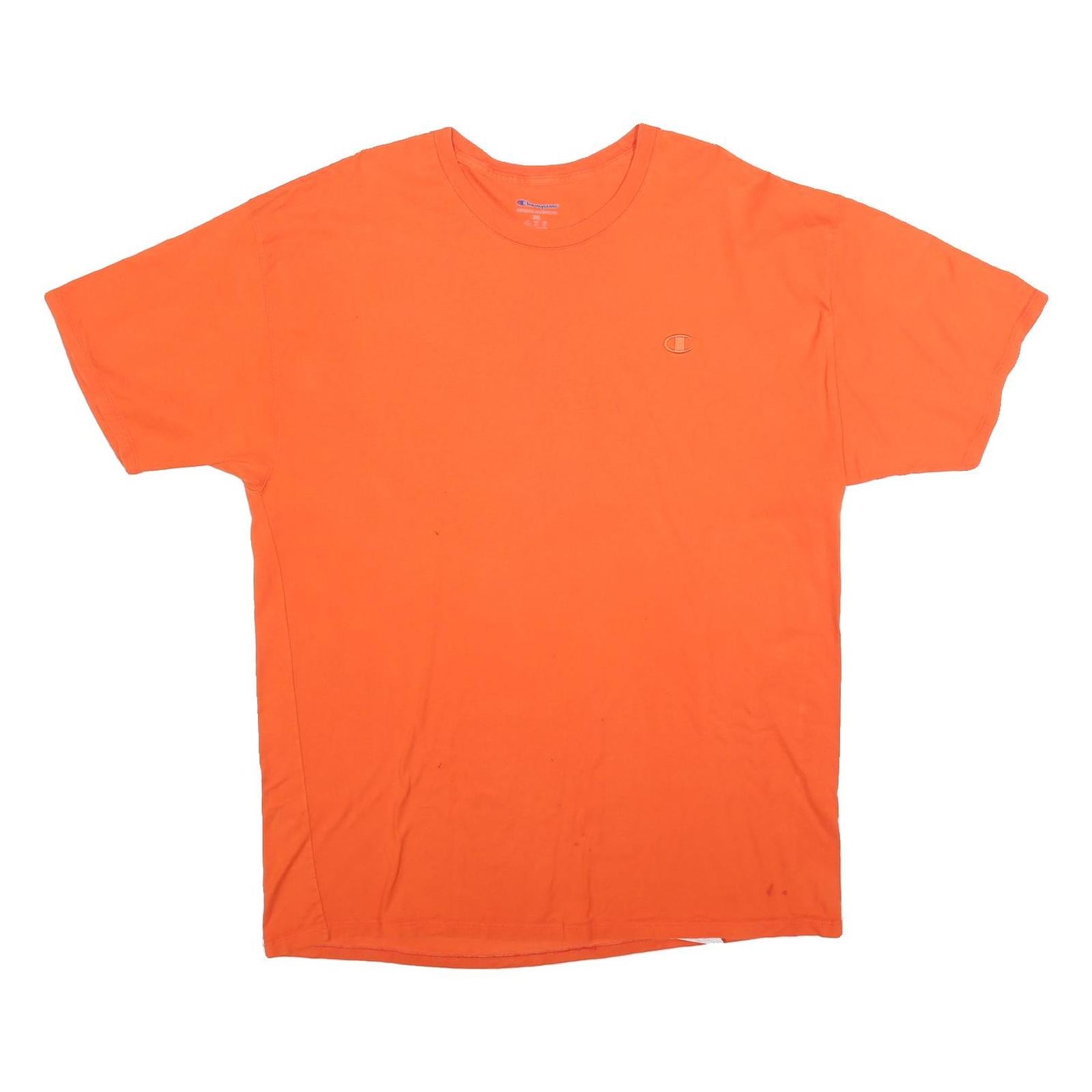 CHAMPION Mens Orange Crew Neck Short Sleeve T-Shirt 2XL Classic Cotton Blend Refurbished - N/A refurbished available on Cerqular