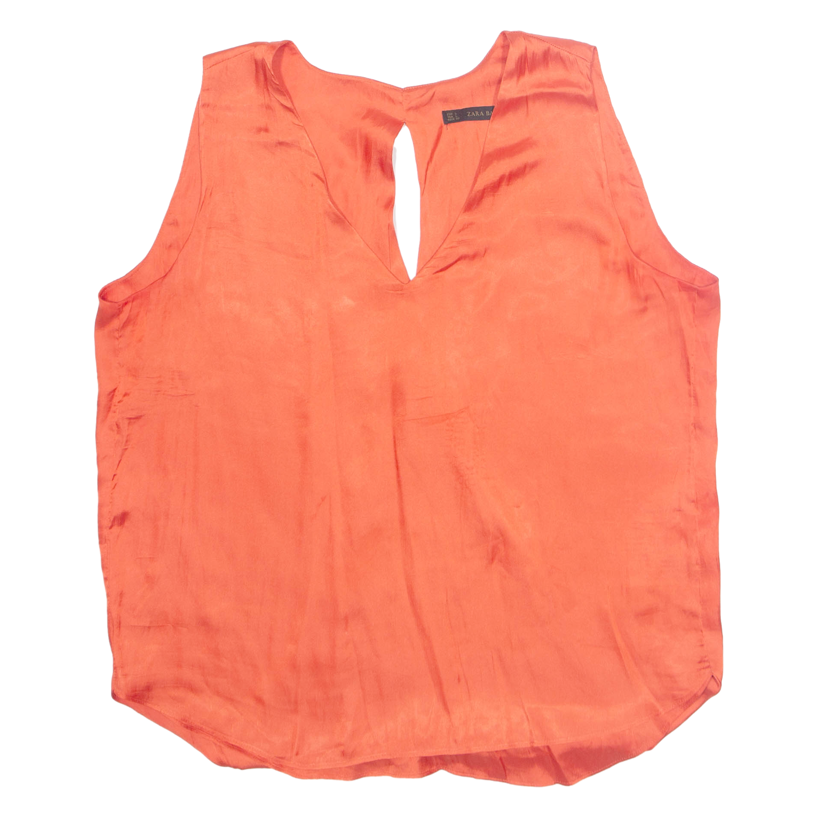 ZARA Womens Top Orange V-Neck Sleeveless L Refurbished - N/A refurbished available on Cerqular