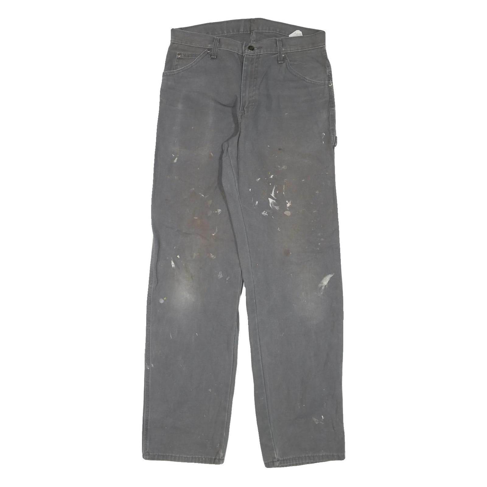 DICKIES Mens Cotton Blend Regular Fit Grey Trousers W30 L33 Workwear Zip Closure Refurbished - N/A refurbished available on Cerqular