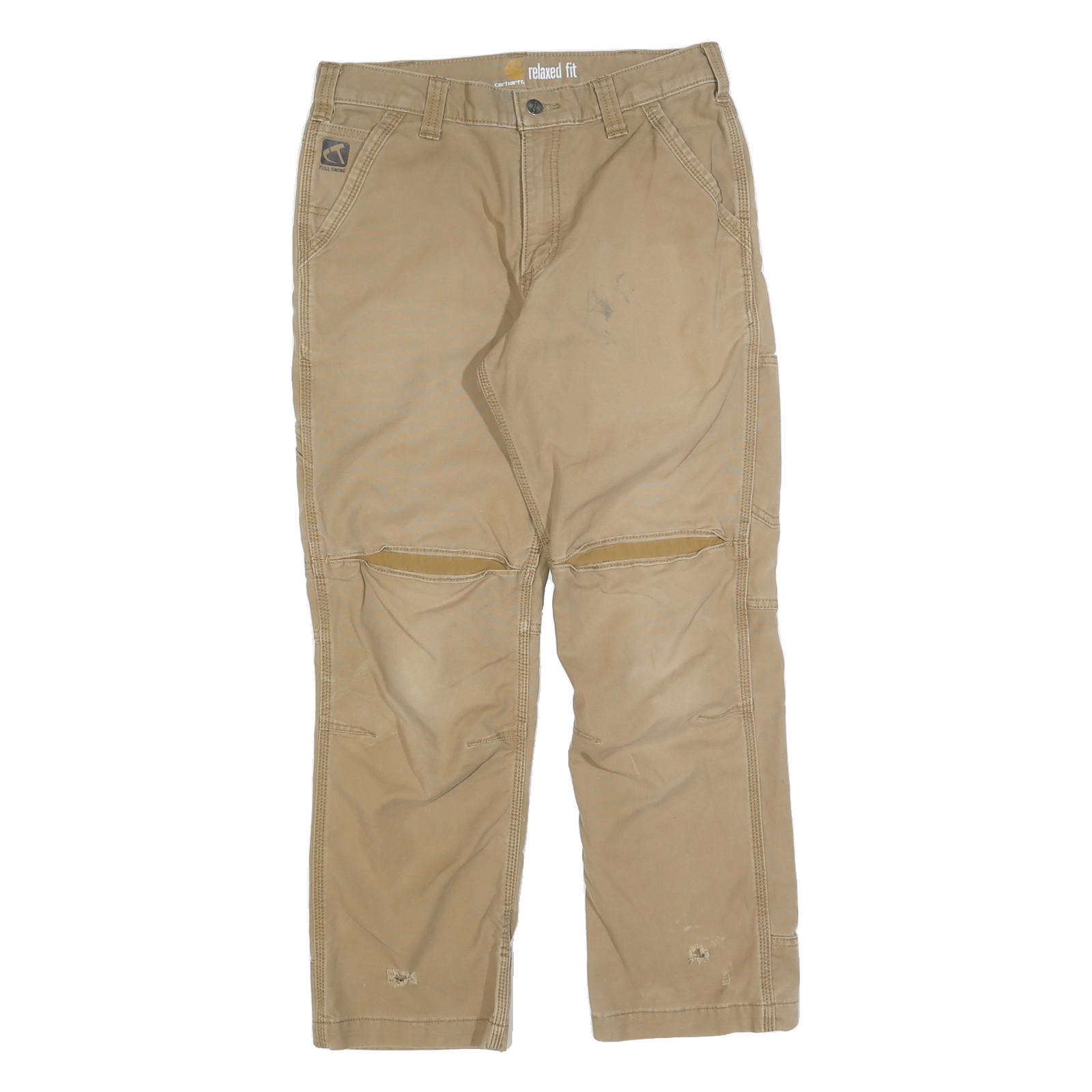 CARHARTT Mens Cotton Blend Beige Relaxed Fit Straight Leg Trousers W32 L30 Refurbished - N/A refurbished available on Cerqular
