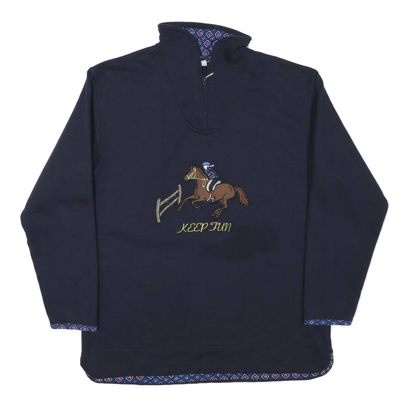 Buy KEEP FUN Mens Navy Blue Horse Embroidered Crew Neck S Sweatshirt Cotton Blend Refurbished - $23.39 KEEP FUN Mens Navy Blue Horse Embroidered Crew Neck S Sweatshirt Cotton Blend Refurbished - N/A refurbished available on Cerqular