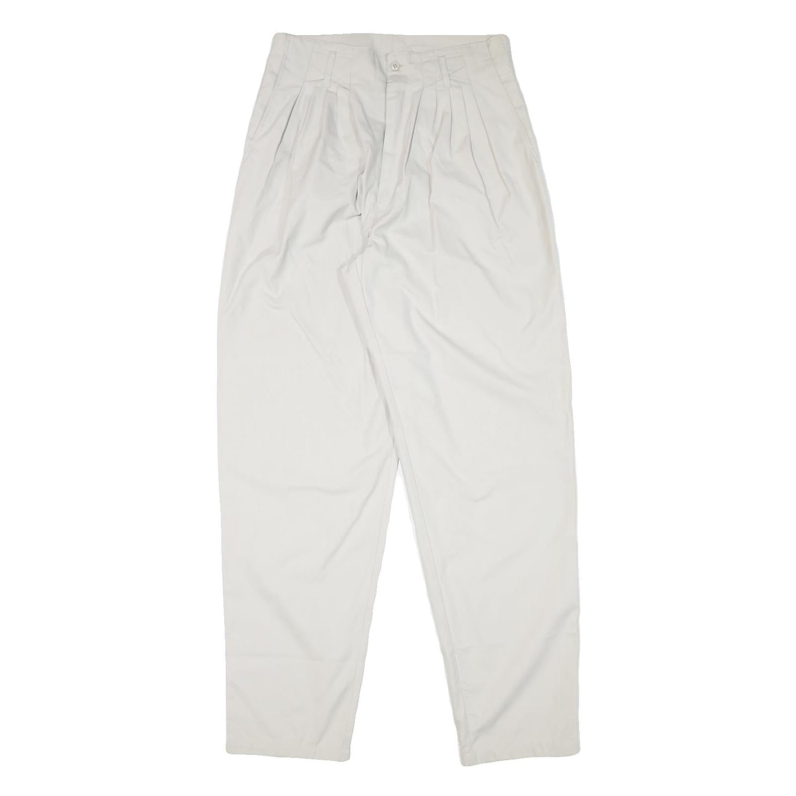 Womens Relaxed White Cotton Blend Trousers W29 L32 Zip Closure Straight Leg Refurbished - N/A refurbished available on Cerqular