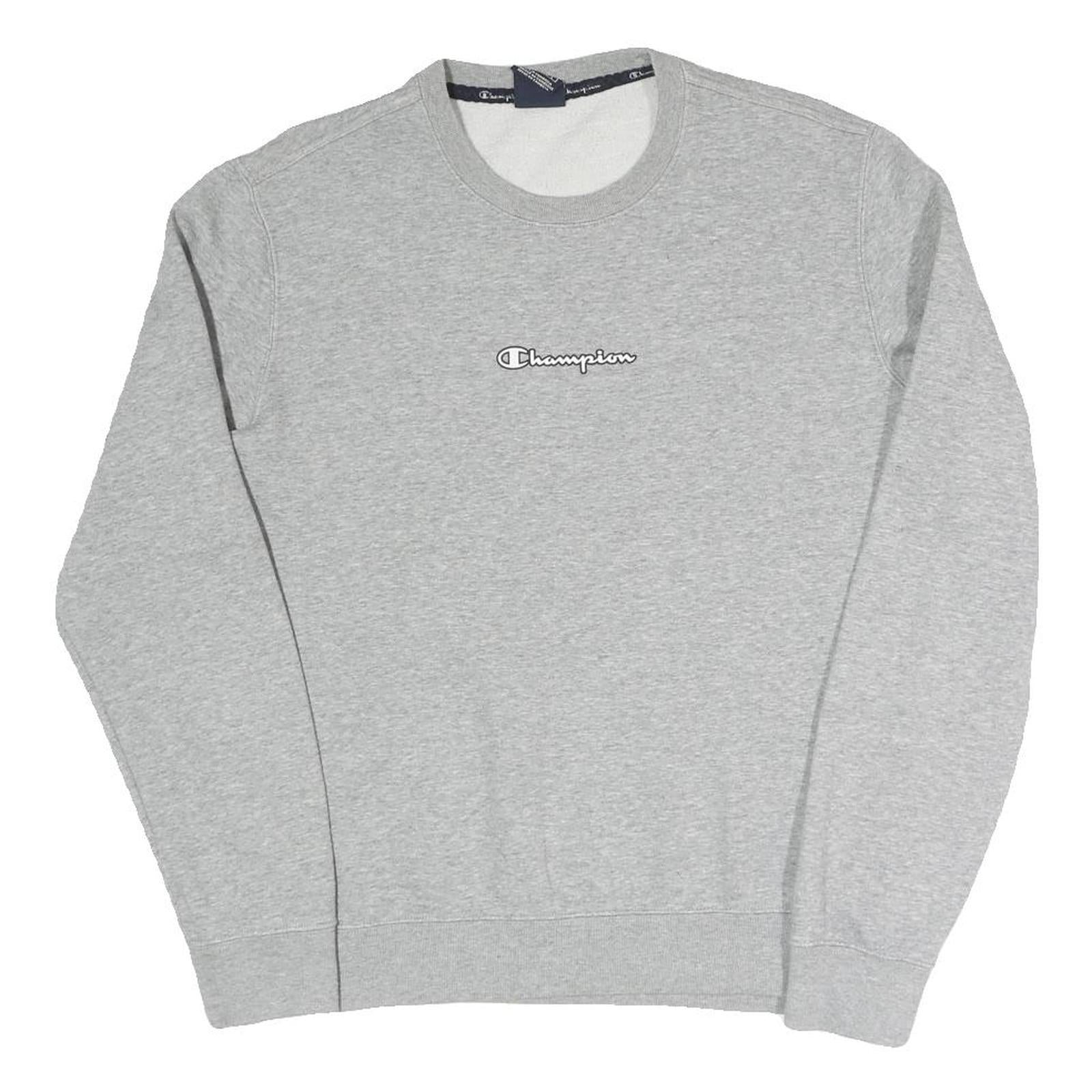 CHAMPION Womens Grey Crew Neck M Logo Cotton Blend Sweatshirt Pullover Refurbished - N/A refurbished available on Cerqular