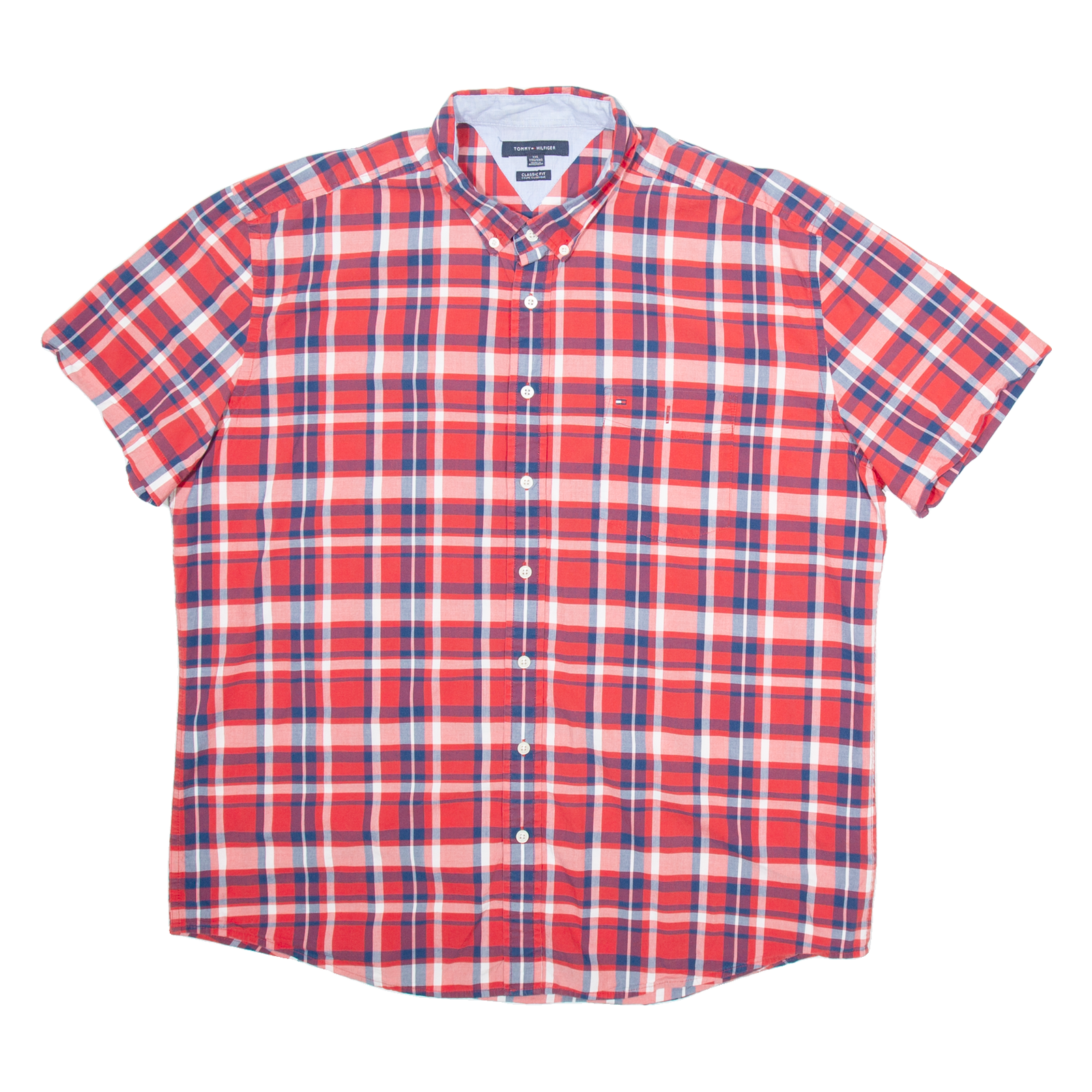 TOMMY HILFIGER Mens Shirt Red Check 2XL Refurbished - N/A refurbished available on Cerqular