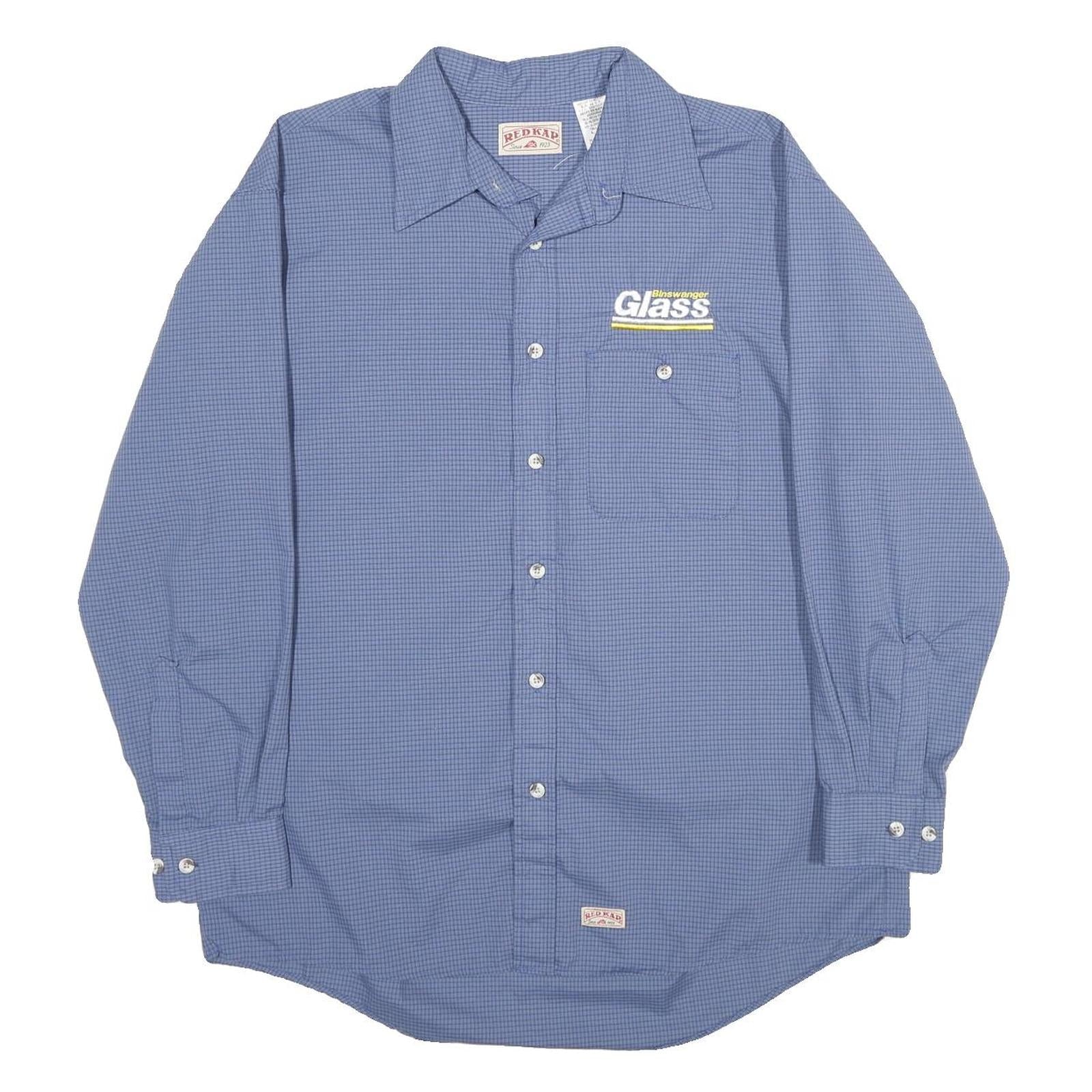 RED KAP Mens Blue Check Work Shirt L Cotton Blend Long Sleeve Casual Refurbished - N/A refurbished available on Cerqular