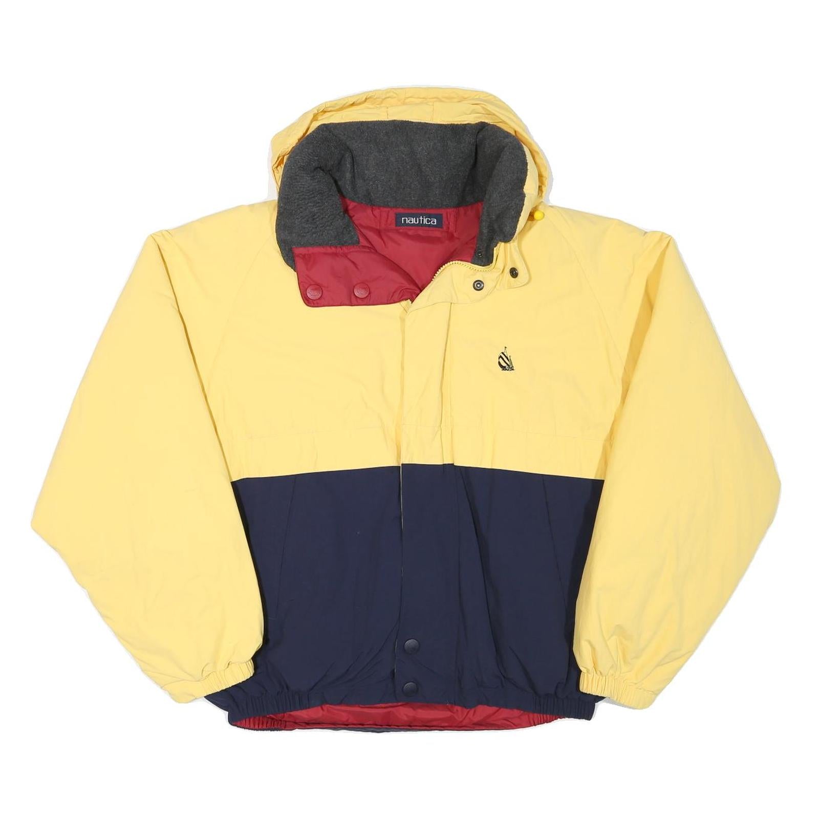 NAUTICA Mens Yellow & Navy Polyester Blend Zip Jacket L Hooded Colourblock Refurbished - N/A refurbished available on Cerqular