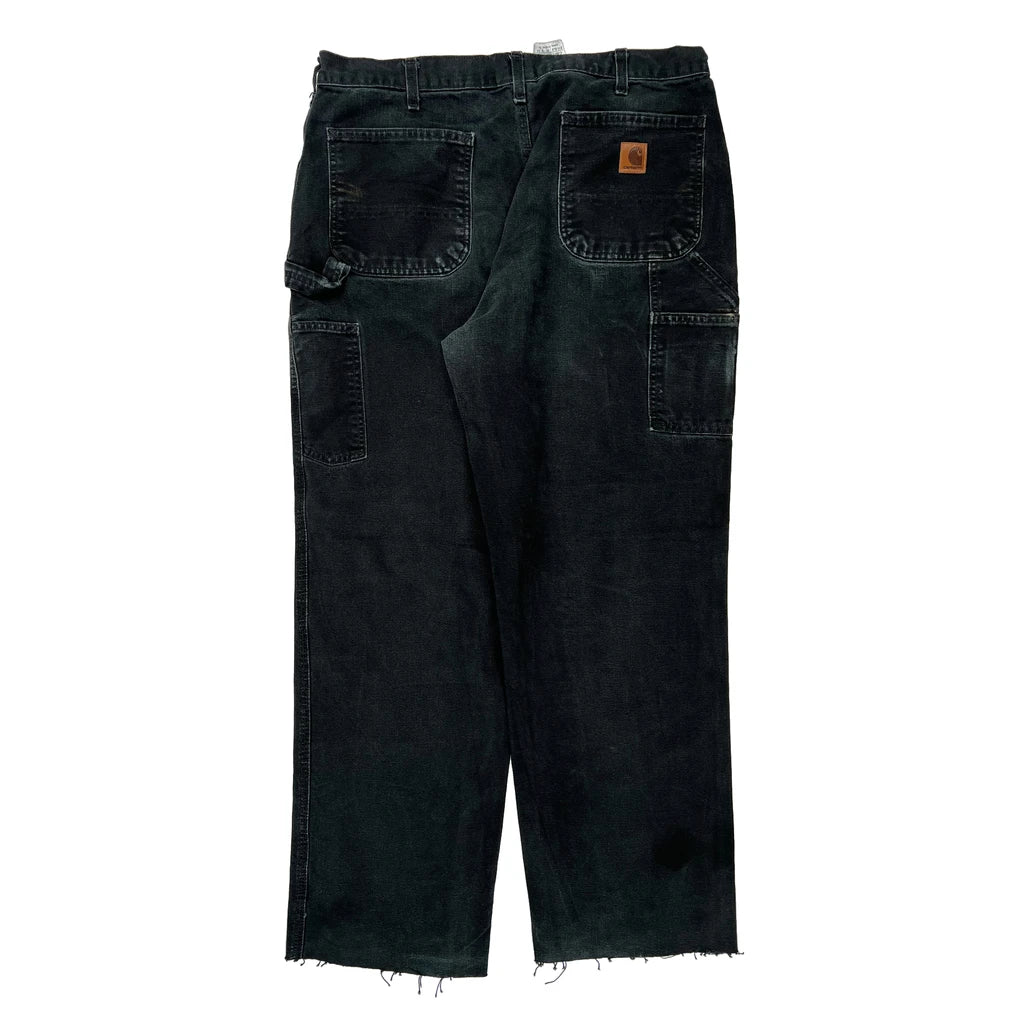 Carhartt Carpenter Trousers - 34W 34L Black Cotton Refurbished - Thrifted (note: this is a term often used to describe second- refurbished available on Cerqular