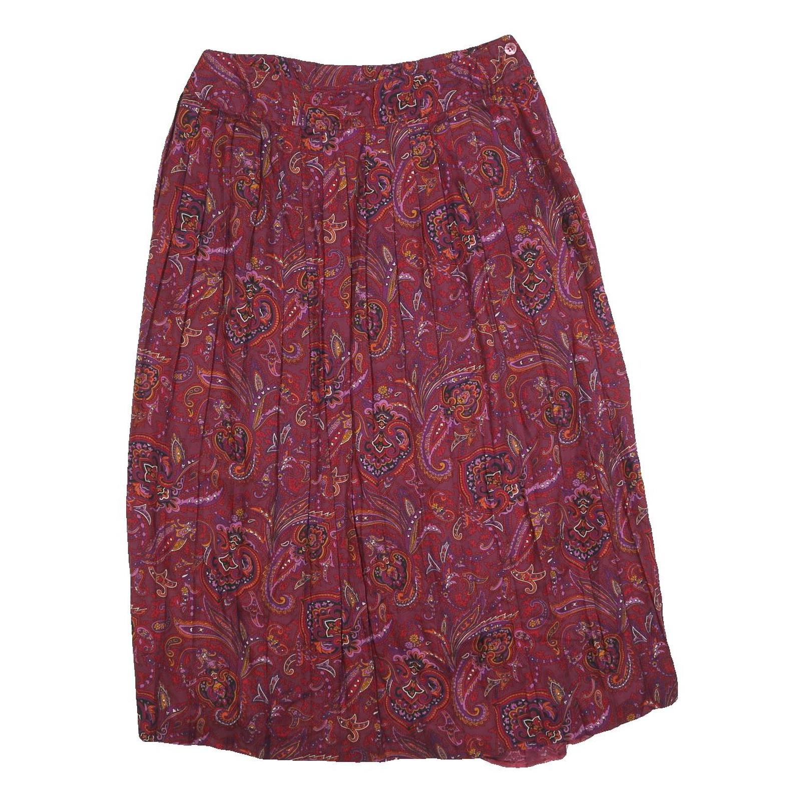 SUSAN BRISTOL Womens Red Paisley Pleated Midi Polyester Blend Skirt M Casual Refurbished - N/A refurbished available on Cerqular