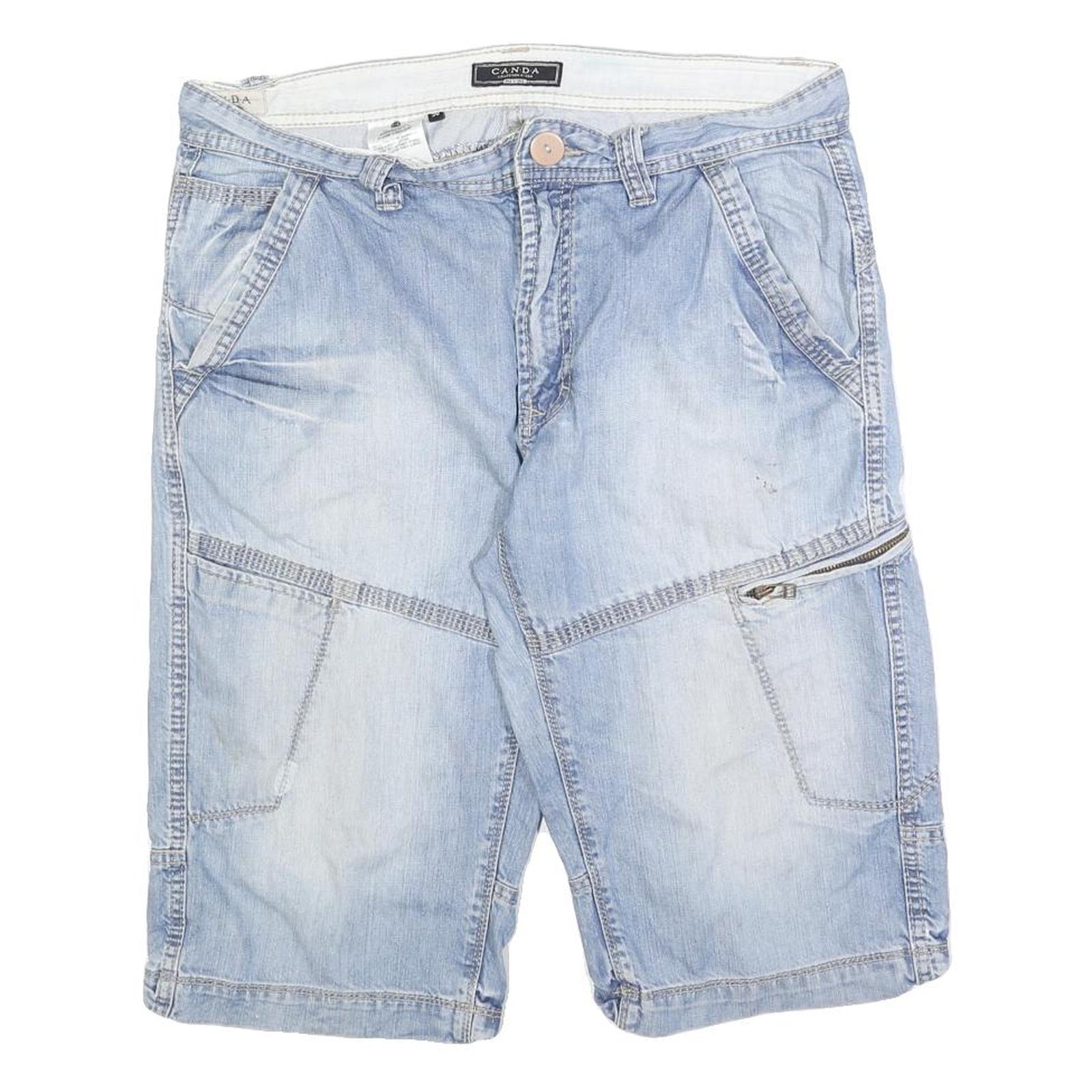 CANDA Mens Shorts Blue Denim Casual L W34 Cotton Blend Zip Pockets Refurbished - N/A refurbished available on Cerqular