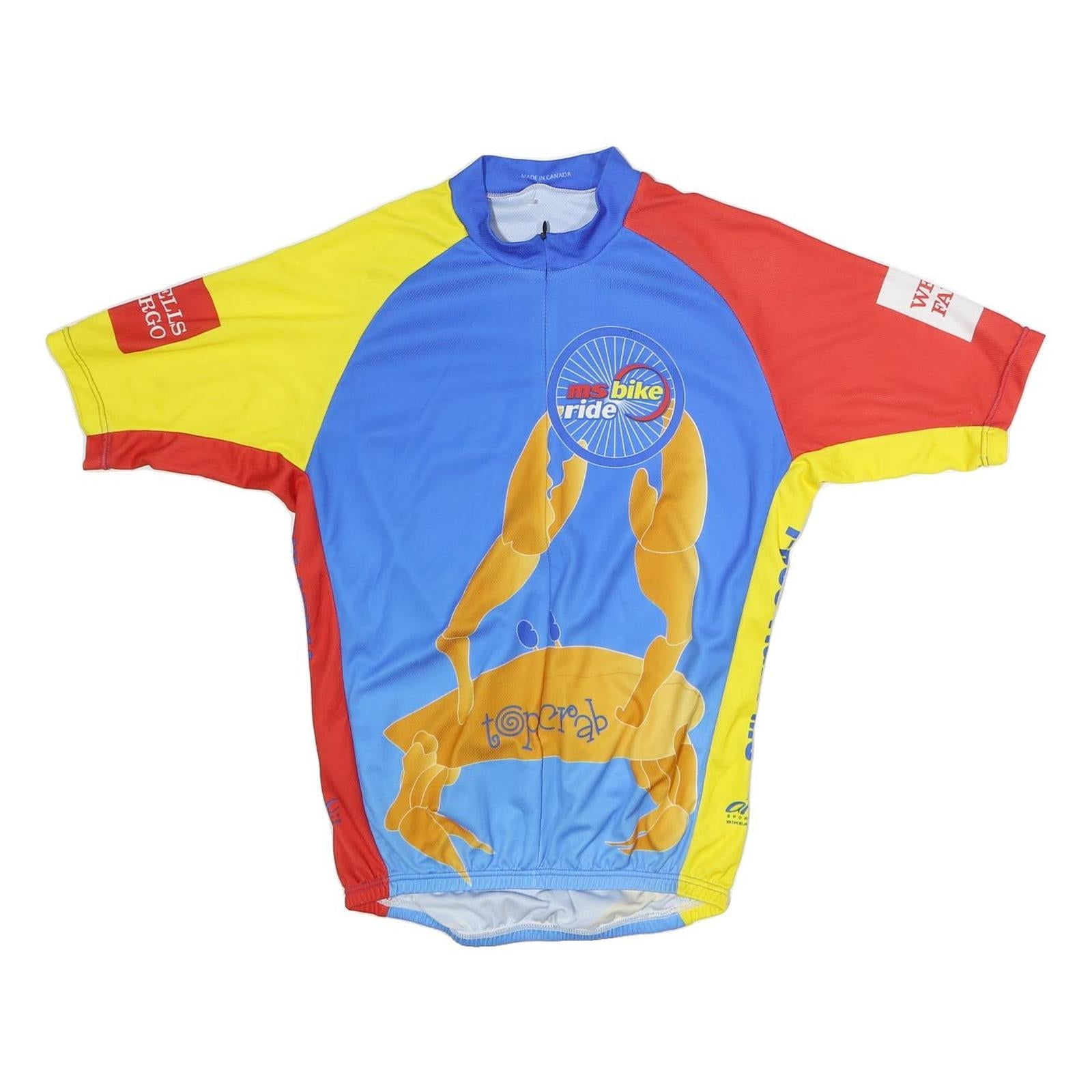Mens Blue & Yellow MS Bike Ride Graphic Cycling Jersey 2XL Short Sleeve Crew Refurbished - N/A refurbished available on Cerqular