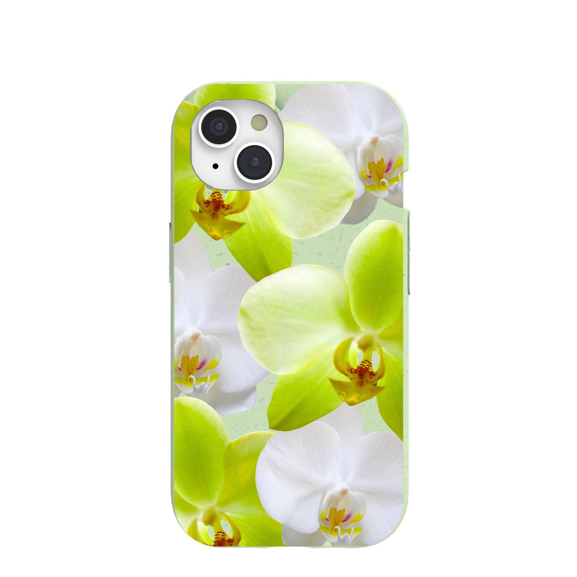 Sage Green Orchid Blooms iPhone 15 Case Refurbished - Pela Case refurbished available on Cerqular
