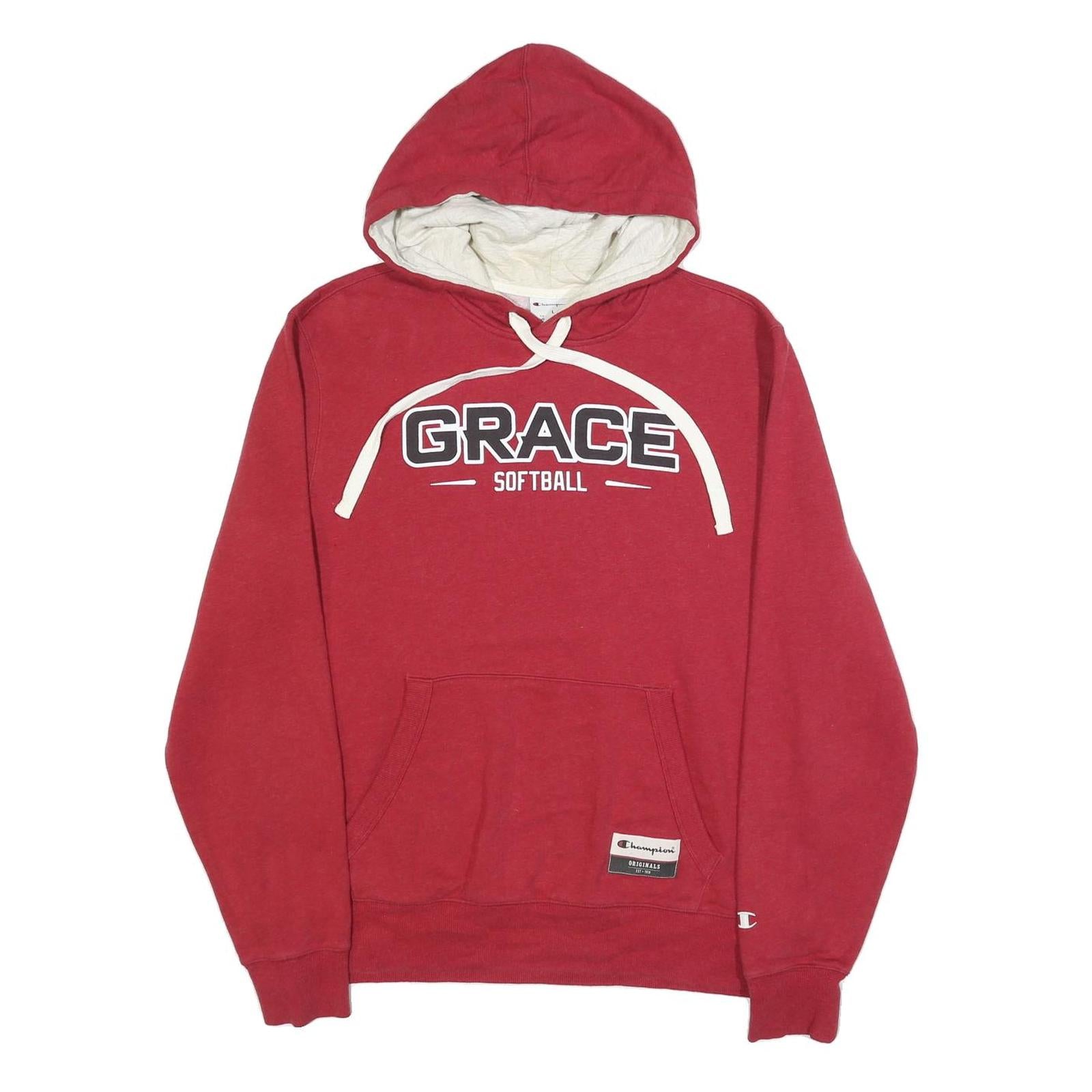 CHAMPION Mens Red Grace Softball Pullover Hoodie L Cotton Blend Casual Sports Refurbished - N/A refurbished available on Cerqular