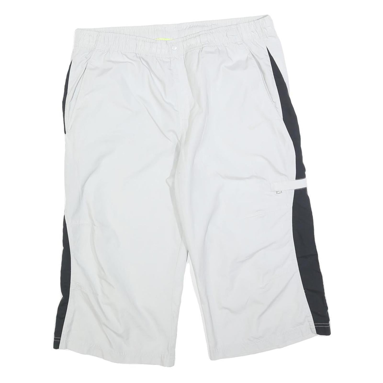 NIKE Mens White & Black Casual Shorts L W36 Relaxed Fit Polyester Blend Button Refurbished - N/A refurbished available on Cerqular