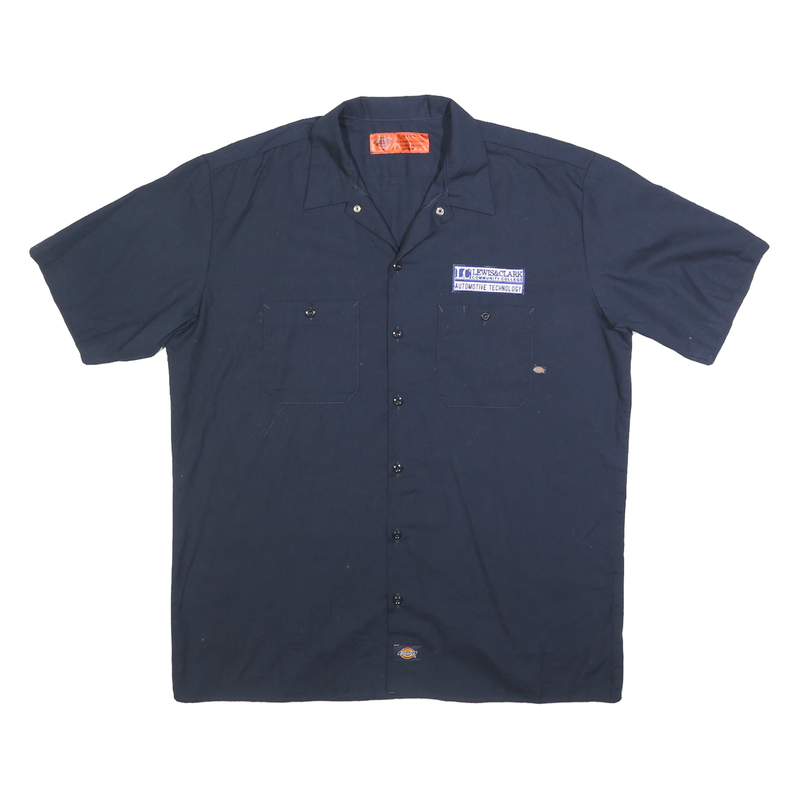 DICKIES Mens Navy Blue Workwear Short Sleeve Shirt XL Button Up Cotton Blend Refurbished - N/A refurbished available on Cerqular