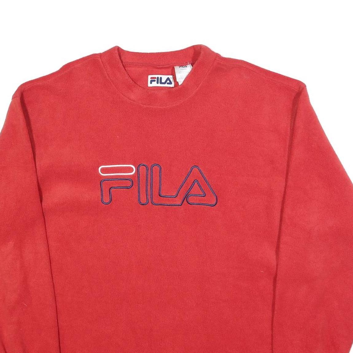 FILA Mens Red Jumper Plain Crew Neck Basic Knit L Comfort Casual Polyester Refurbished - N/A refurbished available on Cerqular