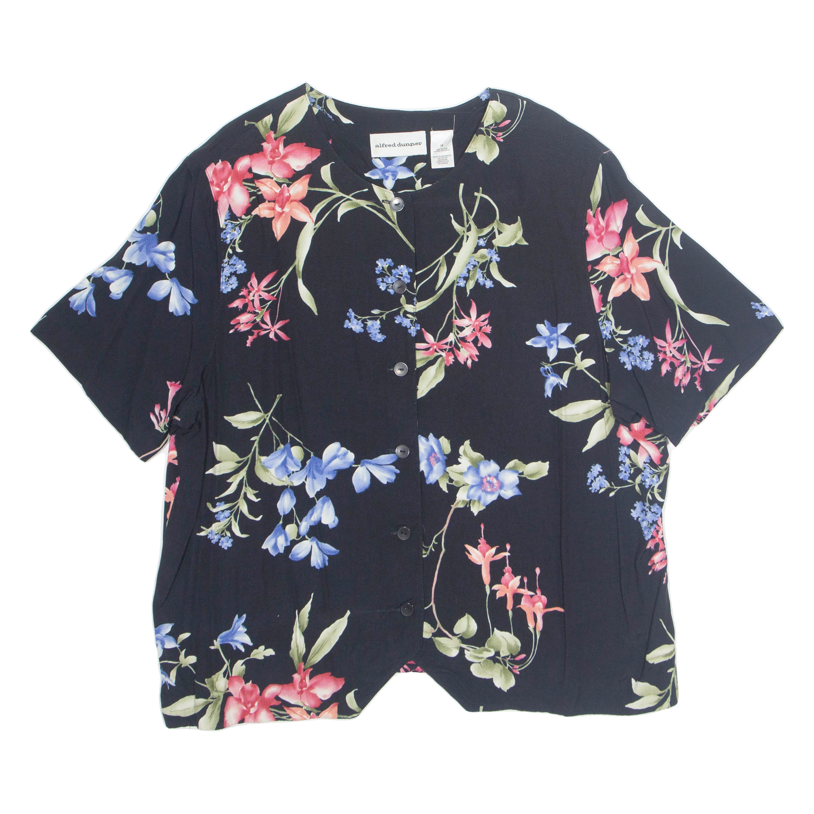 ALFRED DUNNER Womens Printed Shirt Black 90s Floral L Refurbished - N/A refurbished available on Cerqular