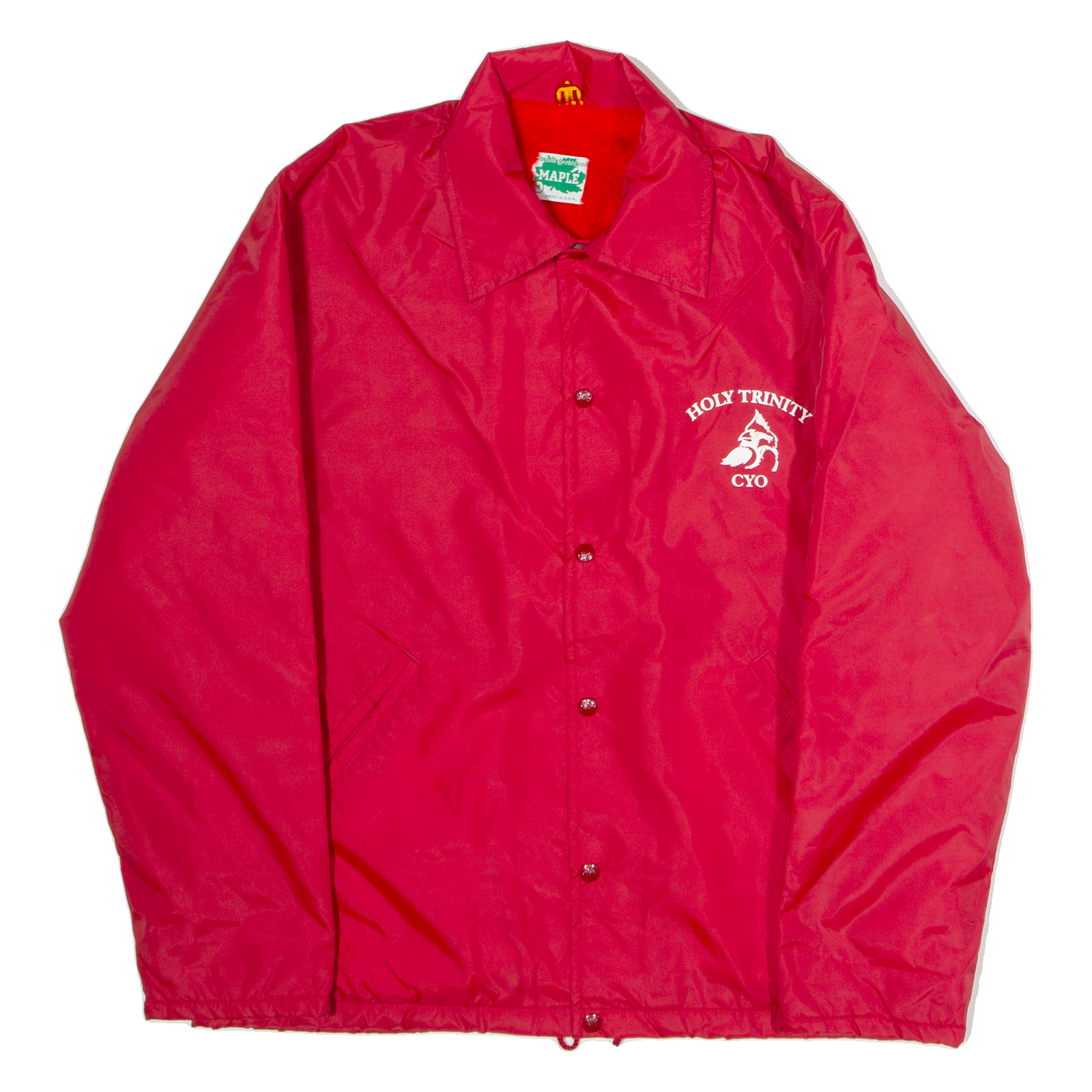 MAPLE Holy Trinity CYO Faux Fur Lined Mens Coach Jacket Red Nylon 80s USA M Refurbished - N/A refurbished available on Cerqular
