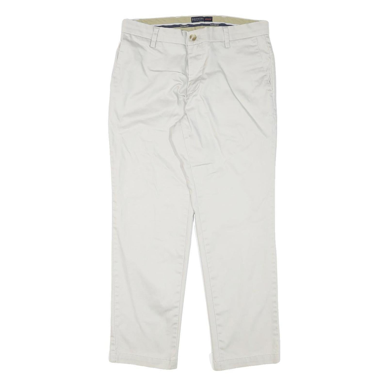 DOCKERS Mens Cotton Blend Beige Regular Fit Straight Leg Trousers W30 L28 Zip Refurbished - N/A refurbished available on Cerqular