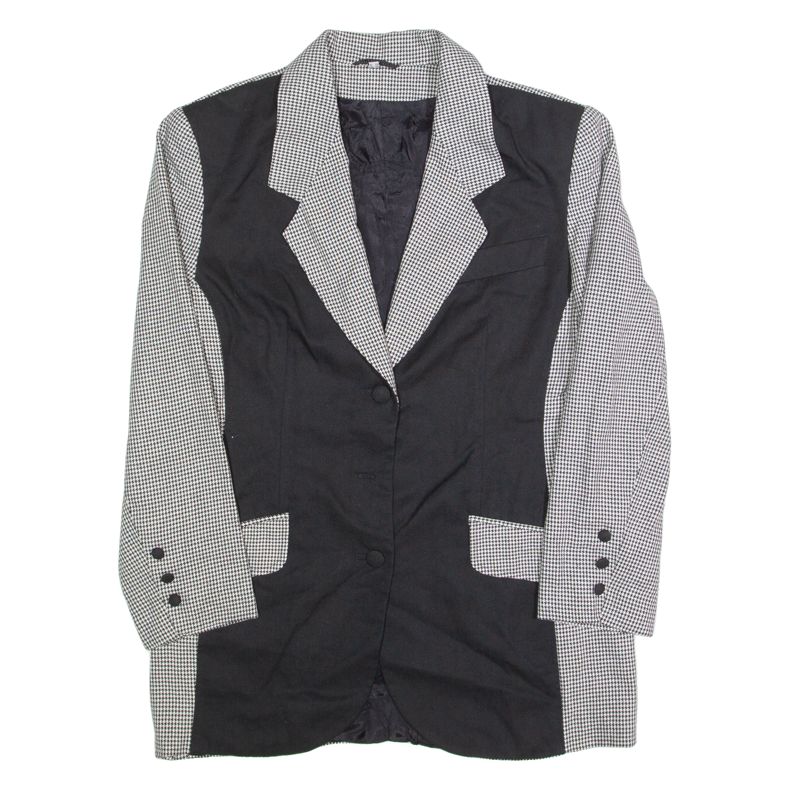 Womens Blazer Jacket Black 90s Houndstooth UK 12 Refurbished - N/A refurbished available on Cerqular