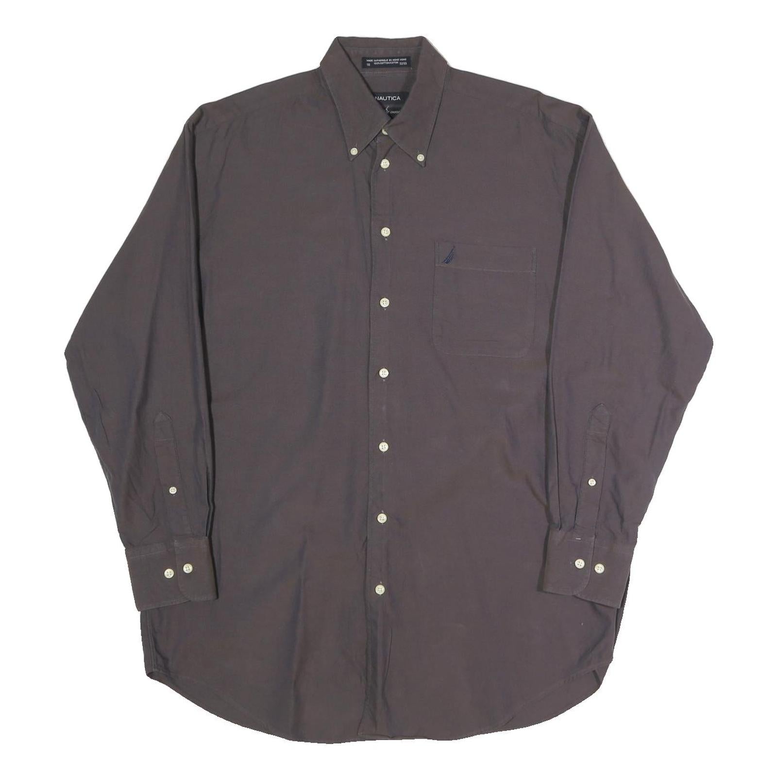 NAUTICA Mens Grey Button-Down Shirt L Cotton Blend Long Sleeve Casual Smart Refurbished - N/A refurbished available on Cerqular