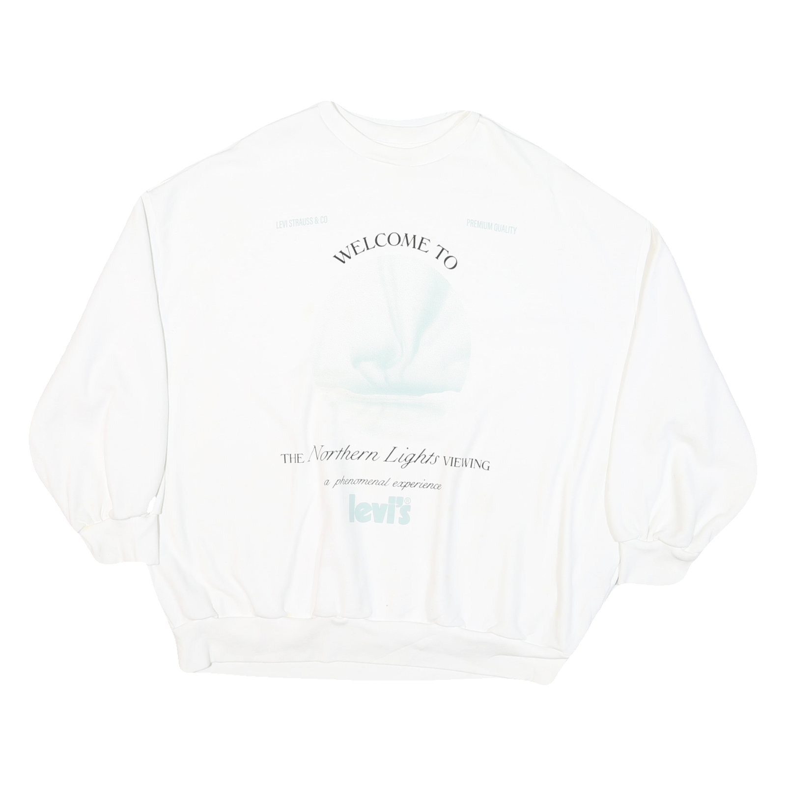 LEVI'S Mens White L Northern Lights Viewing Graphic Crew Neck Sweatshirt Cotton Refurbished - N/A refurbished available on Cerqular