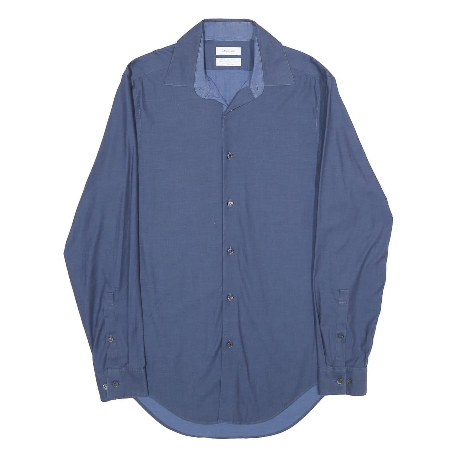CALVIN KLEIN Mens Blue Plain Shirt S Classic Long Sleeve Button Fastening Refurbished - N/A refurbished available on Cerqular